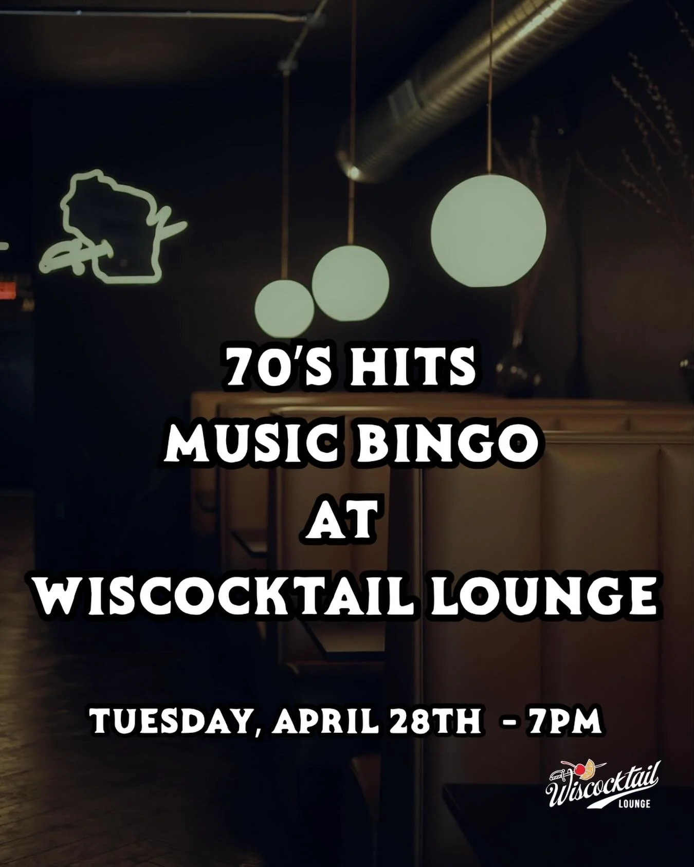 Tonight. 7PM.

If you&rsquo;ve been waiting for a reason to get out&hellip; this is it.

70&rsquo;s Hits Music Bingo is back, and once it starts, you&rsquo;ll wish you got here earlier.

&ldquo;Shake, Shake, Shake&rdquo;
&ldquo;ABC&rdquo;
&ldquo;Life