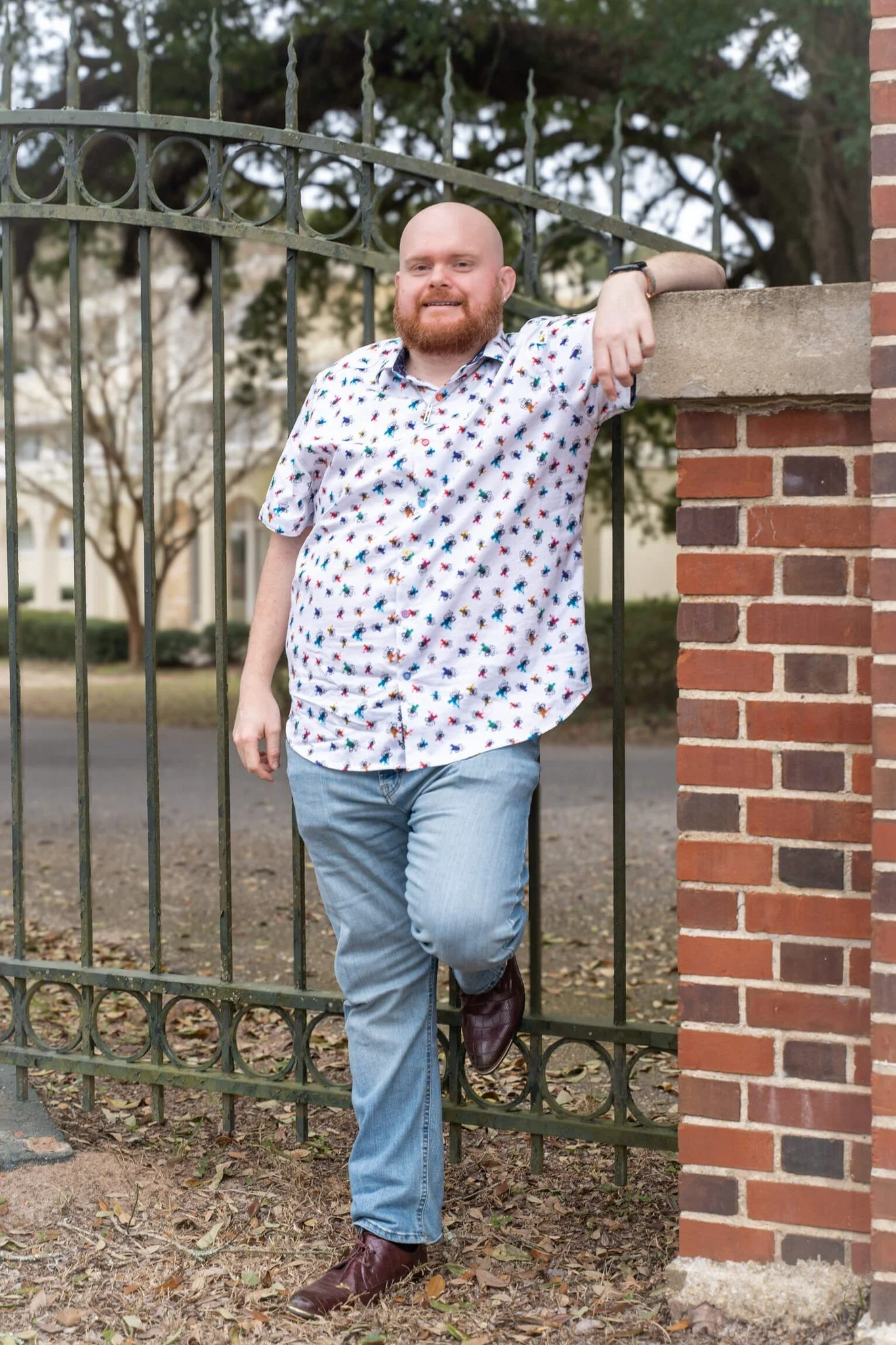 Hayse joined me for portraits during the mini sessions with Cornerstone MCC.

He sings in the choir and had just gotten back from a fun trip to New Orleans when we met for these photos. His white patterned shirt stood out beautifully against the dark