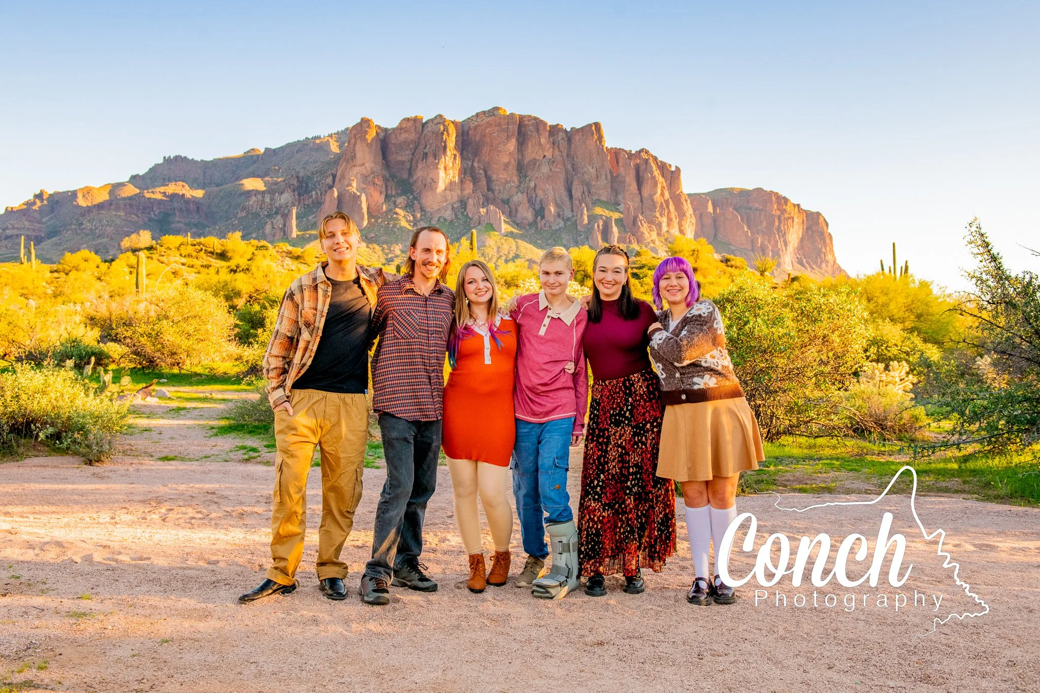Wide Sibling Photo featuring the Superstition Mountains at sunset