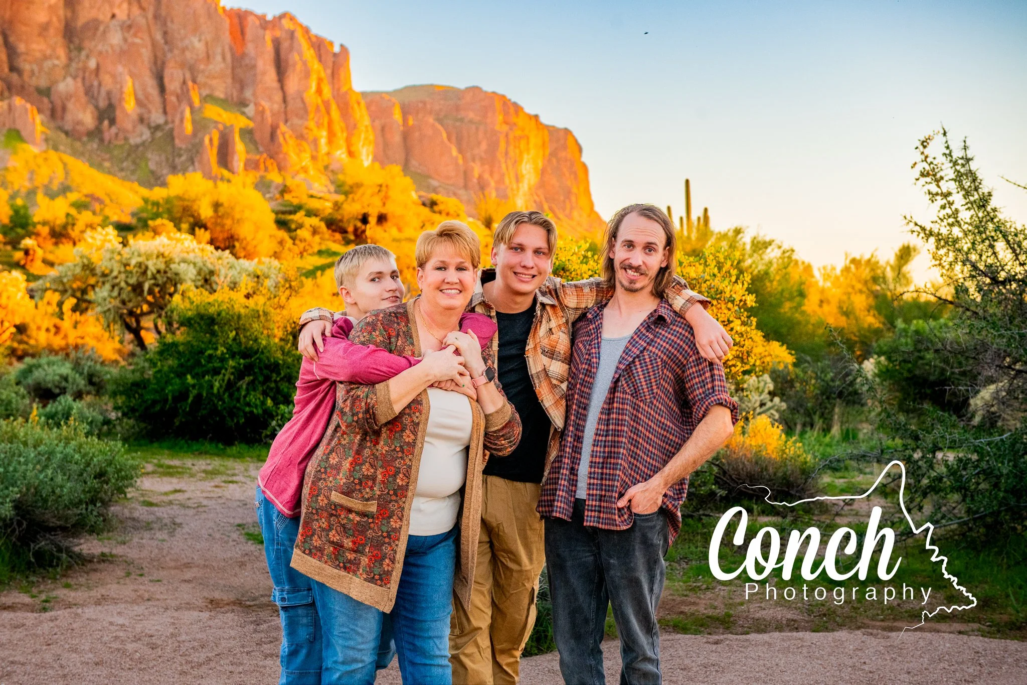 Mother and her three sons at First Water Trailhead