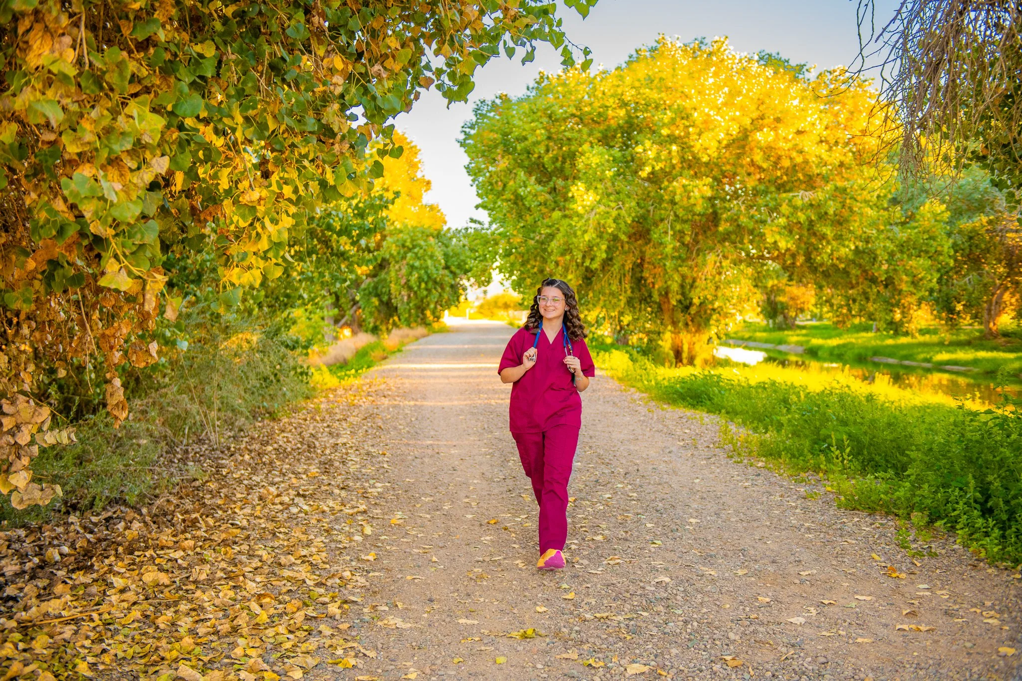 Sunset Senior Session at Higley and Ocotillo Riparian Bridge