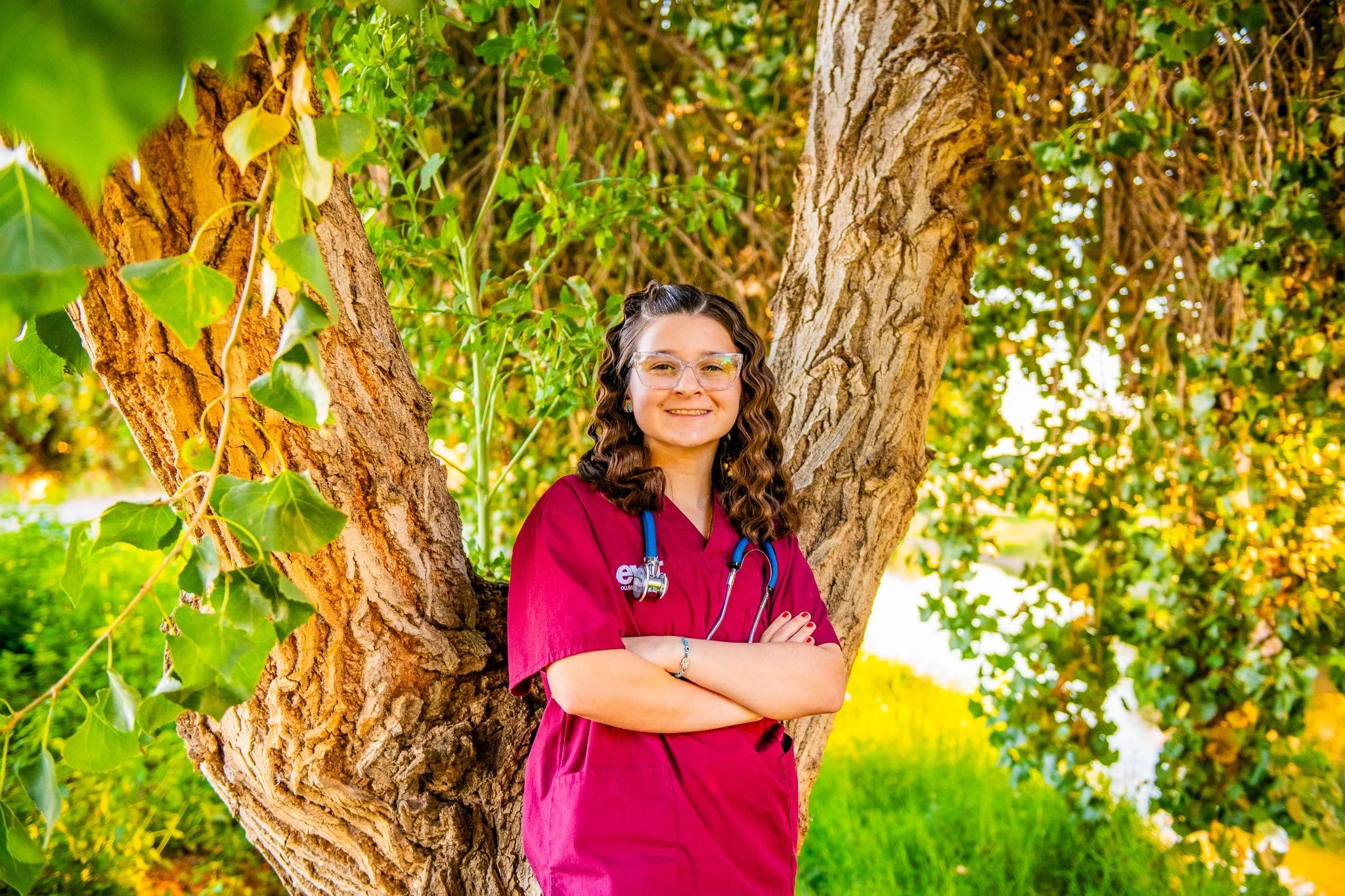 Sunset Senior Session at Higley and Ocotillo Riparian Bridge