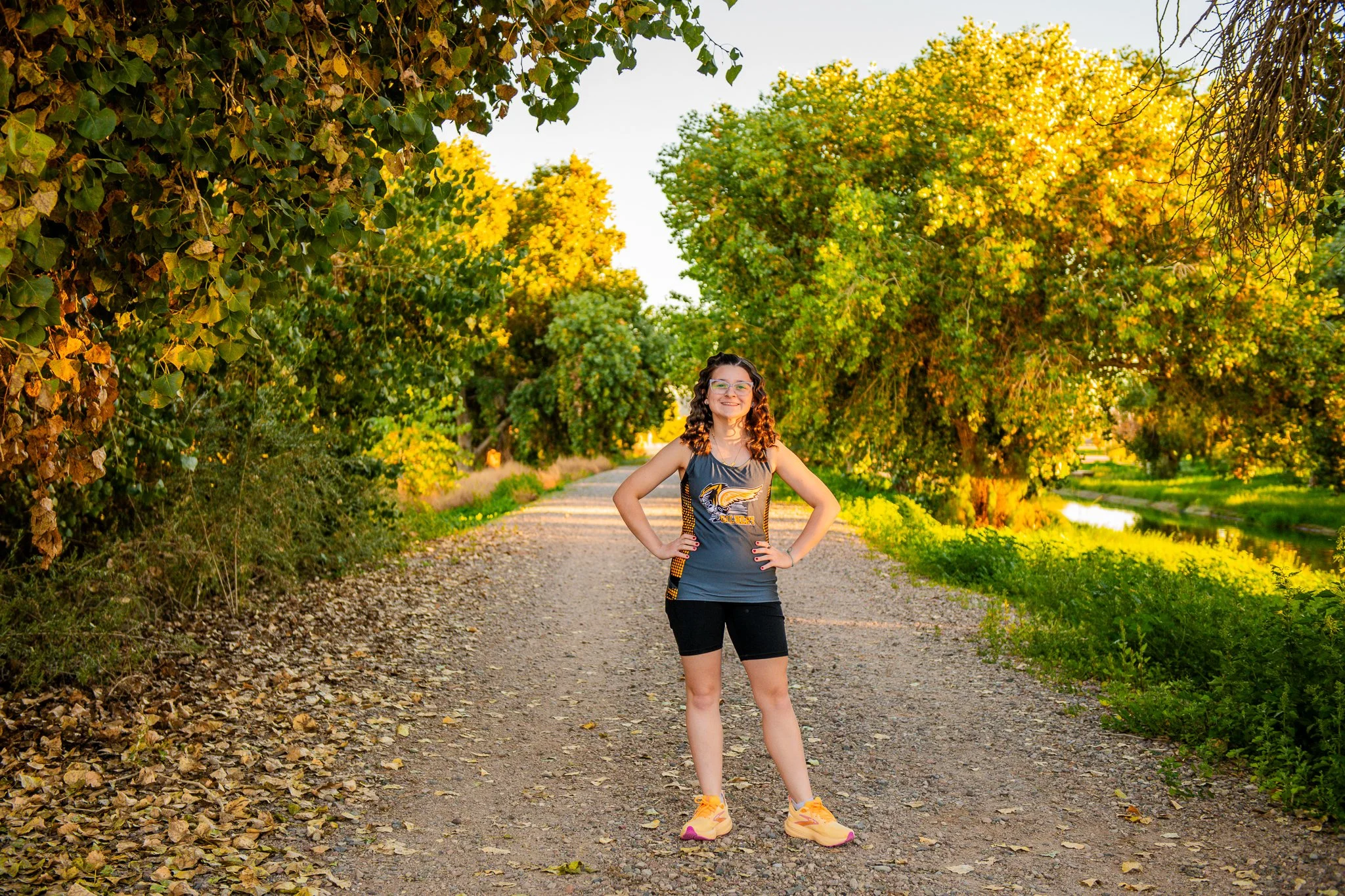 Sunset Senior Session at Higley and Ocotillo Riparian Bridge
