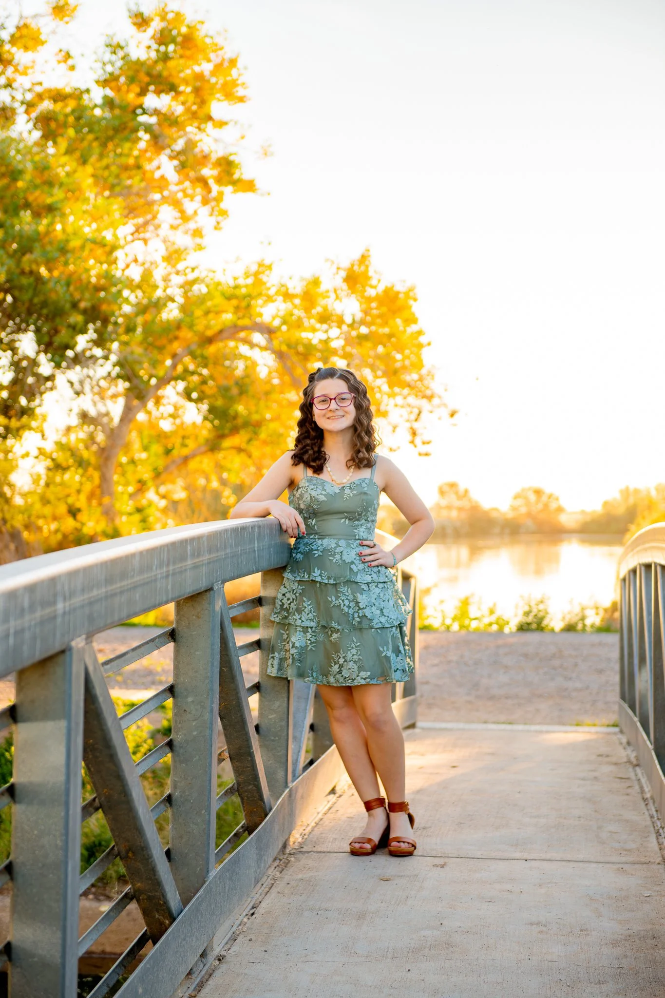 Sunset Senior Session at Higley and Ocotillo Riparian Bridge