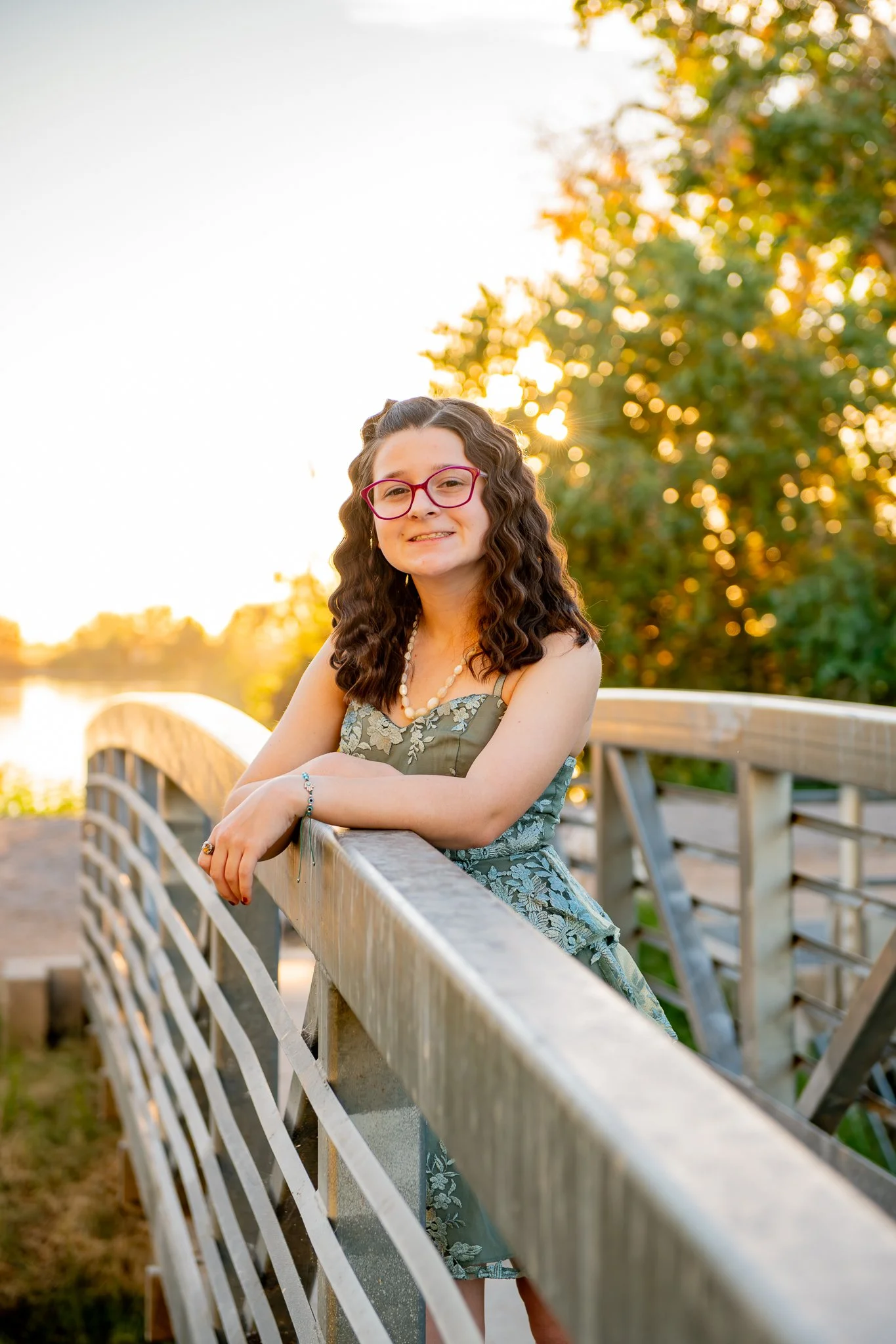 Sunset Senior Session at Higley and Ocotillo Riparian Bridge