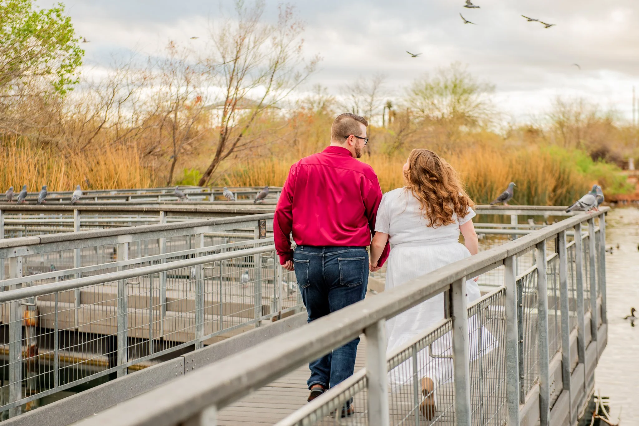 Sunrise engagement session at Riparian Preserve