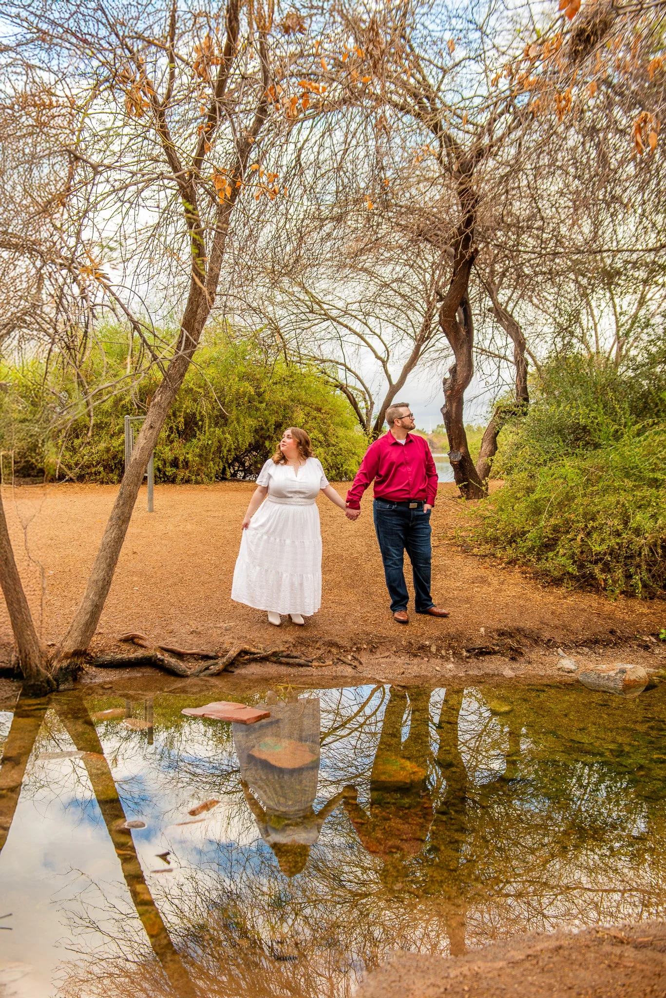 Sunrise engagement session at Riparian Preserve