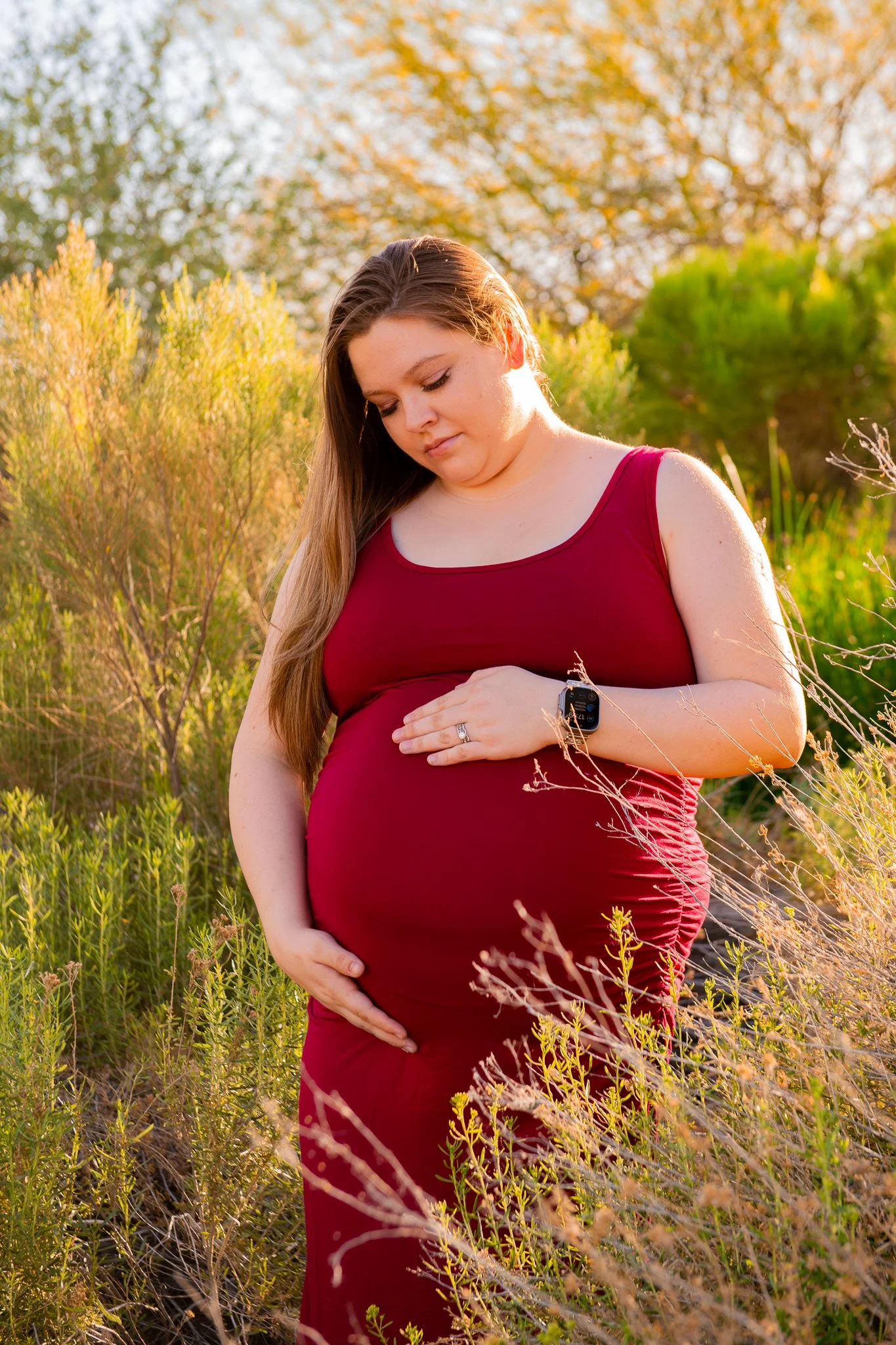 Maternity Family Session at Sunset at the Riparian Preserve