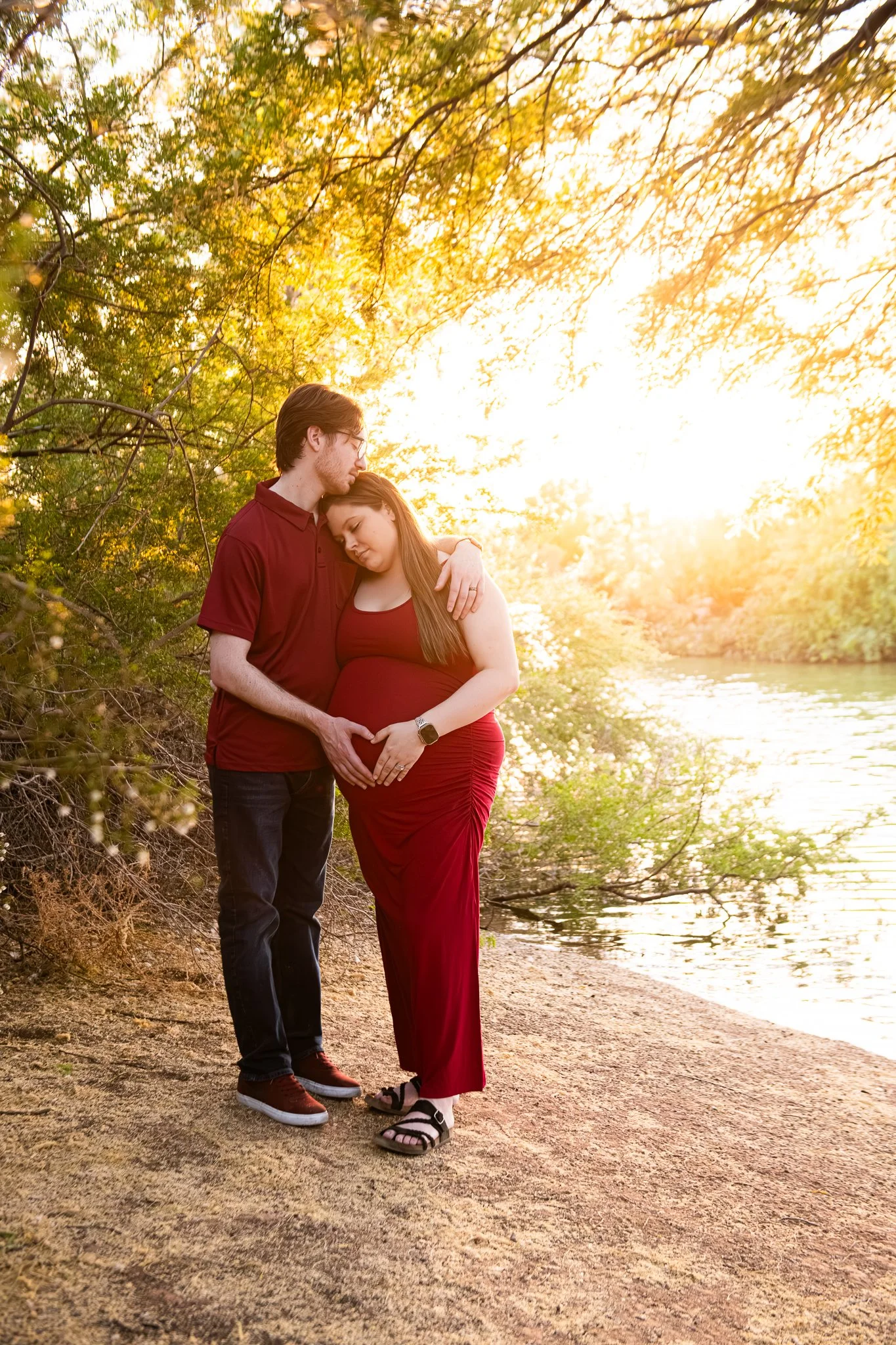 Maternity Family Session at Sunset at the Riparian Preserve