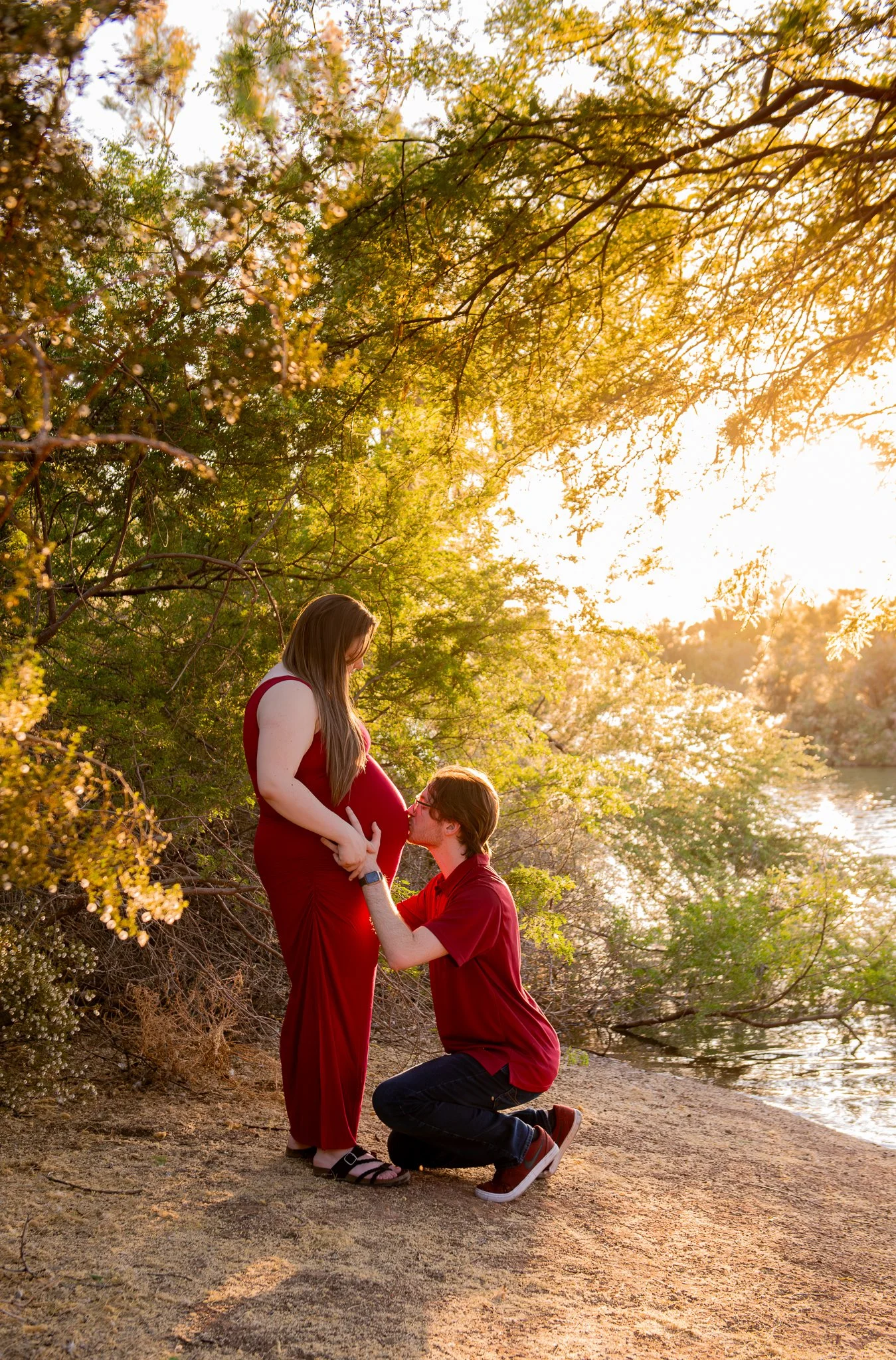 Maternity Family Session at Sunset at the Riparian Preserve
