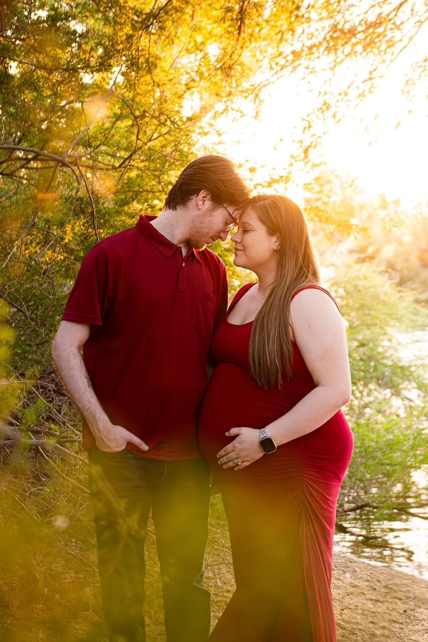 Maternity Family Session at Sunset at the Riparian Preserve