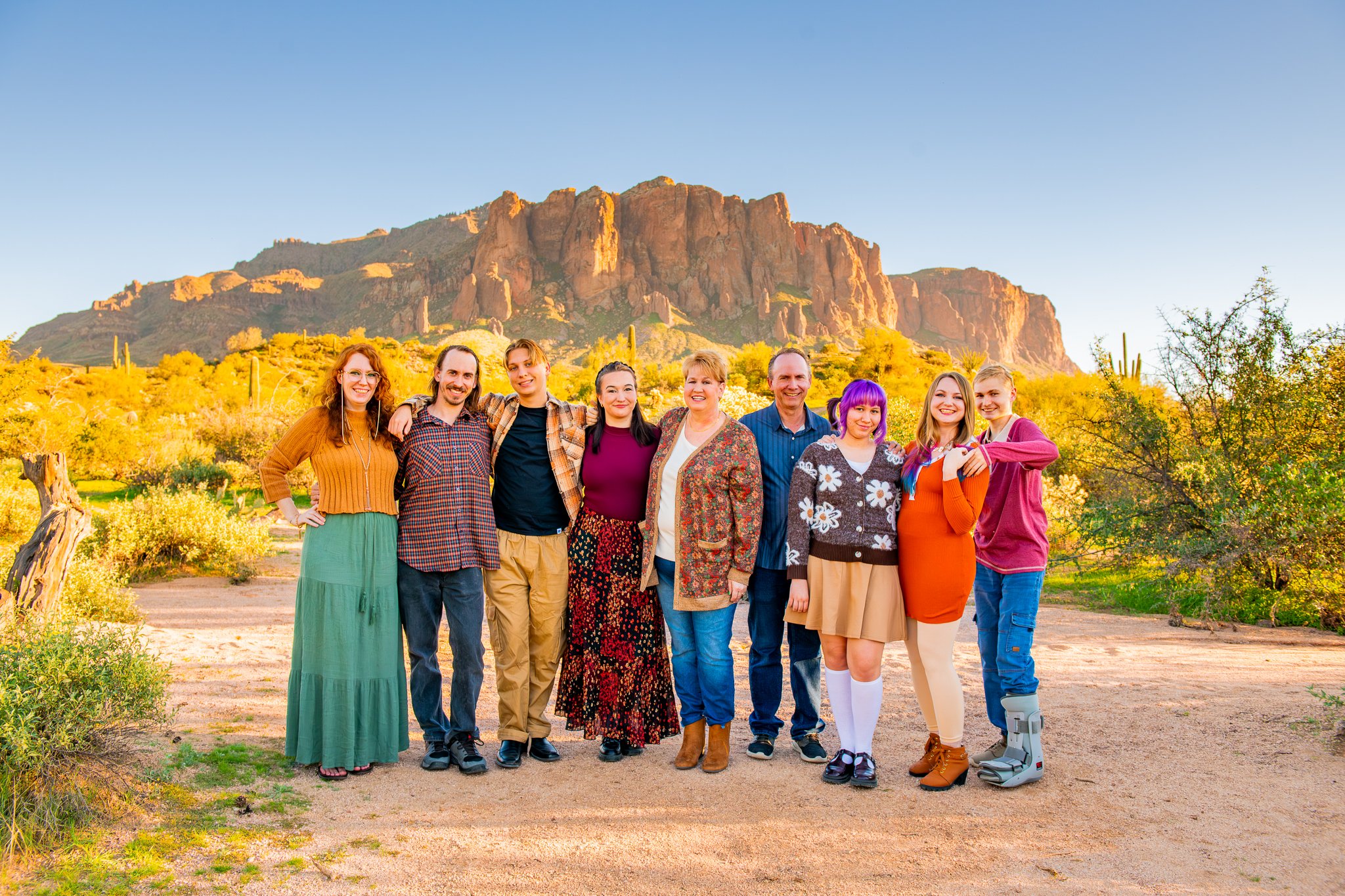 Large Family Session at First Water Trailhead at Sunset