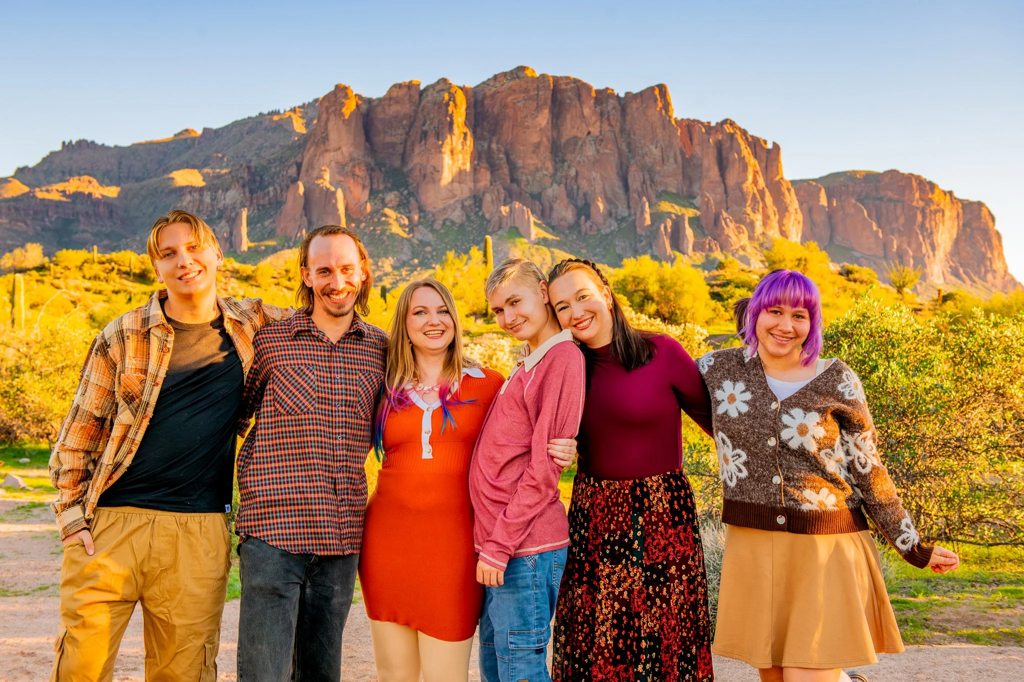 Large Family Session at First Water Trailhead at Sunset