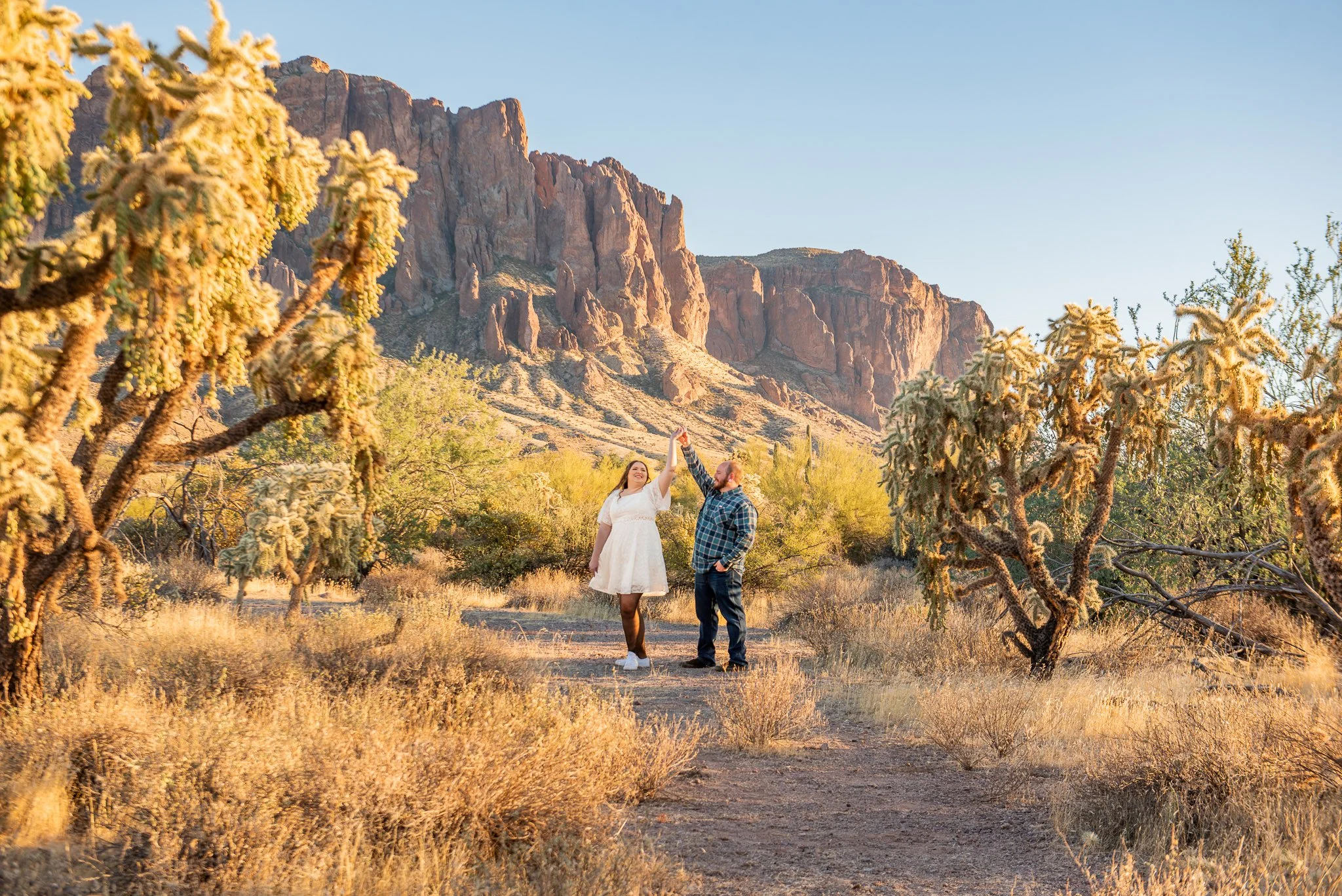 Sunset Engagement session at First Water Trailhead