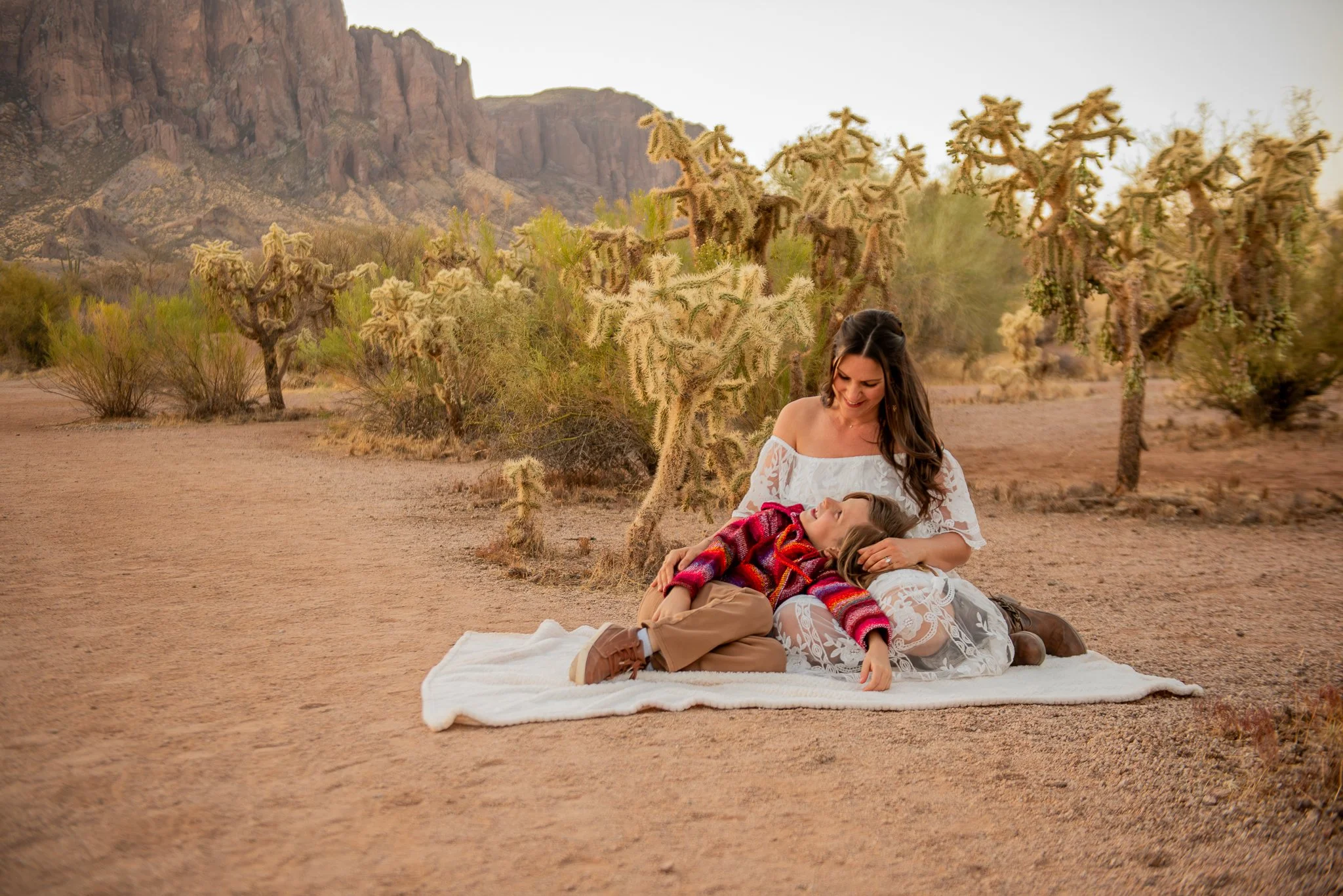 Sunrise Family Session with Mother and Son at First Water Trailhead