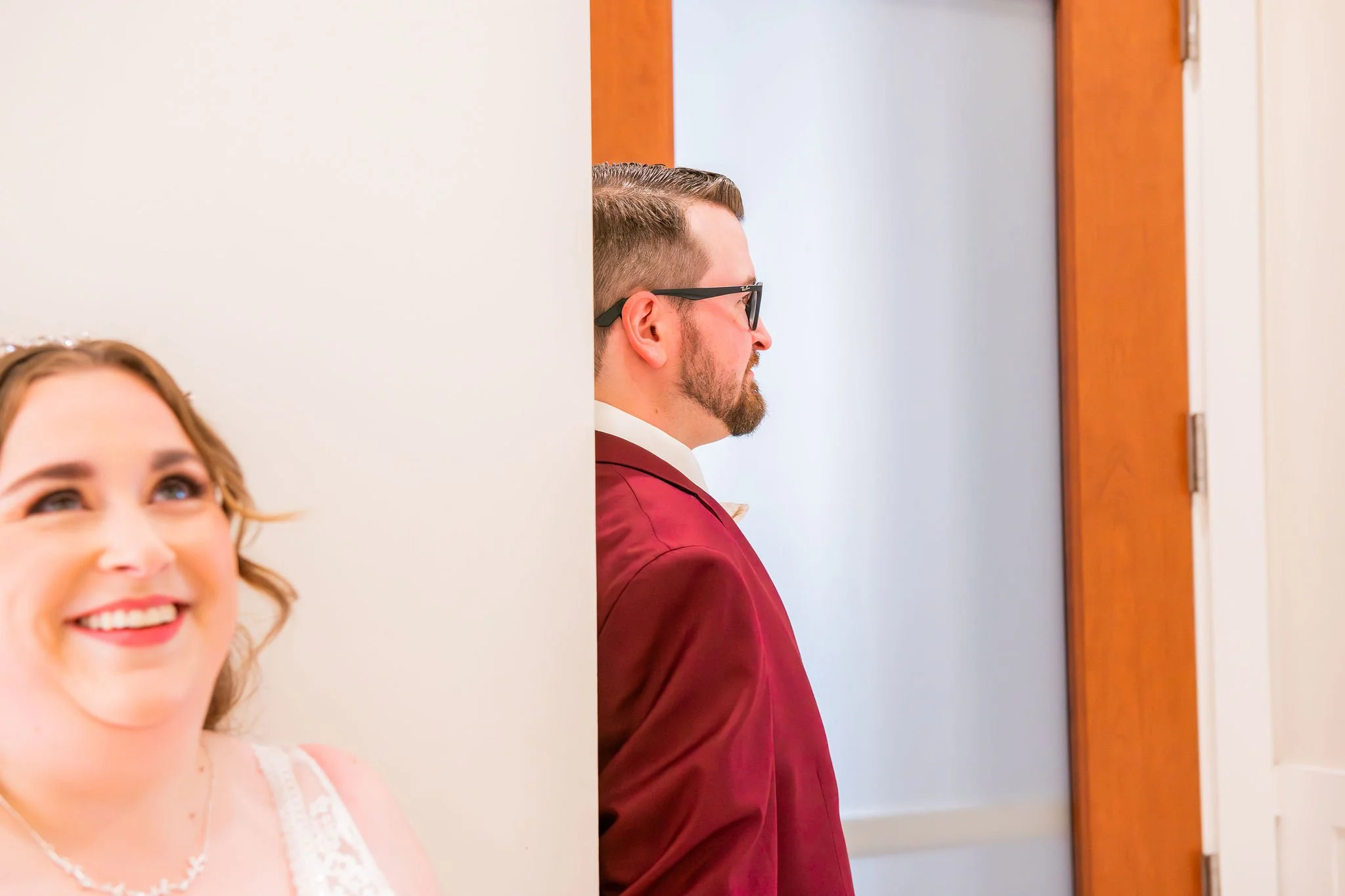 Bride and Groom doing their first touch in Gilbert, Arizona at Wedgewood Weddings Colby Falls