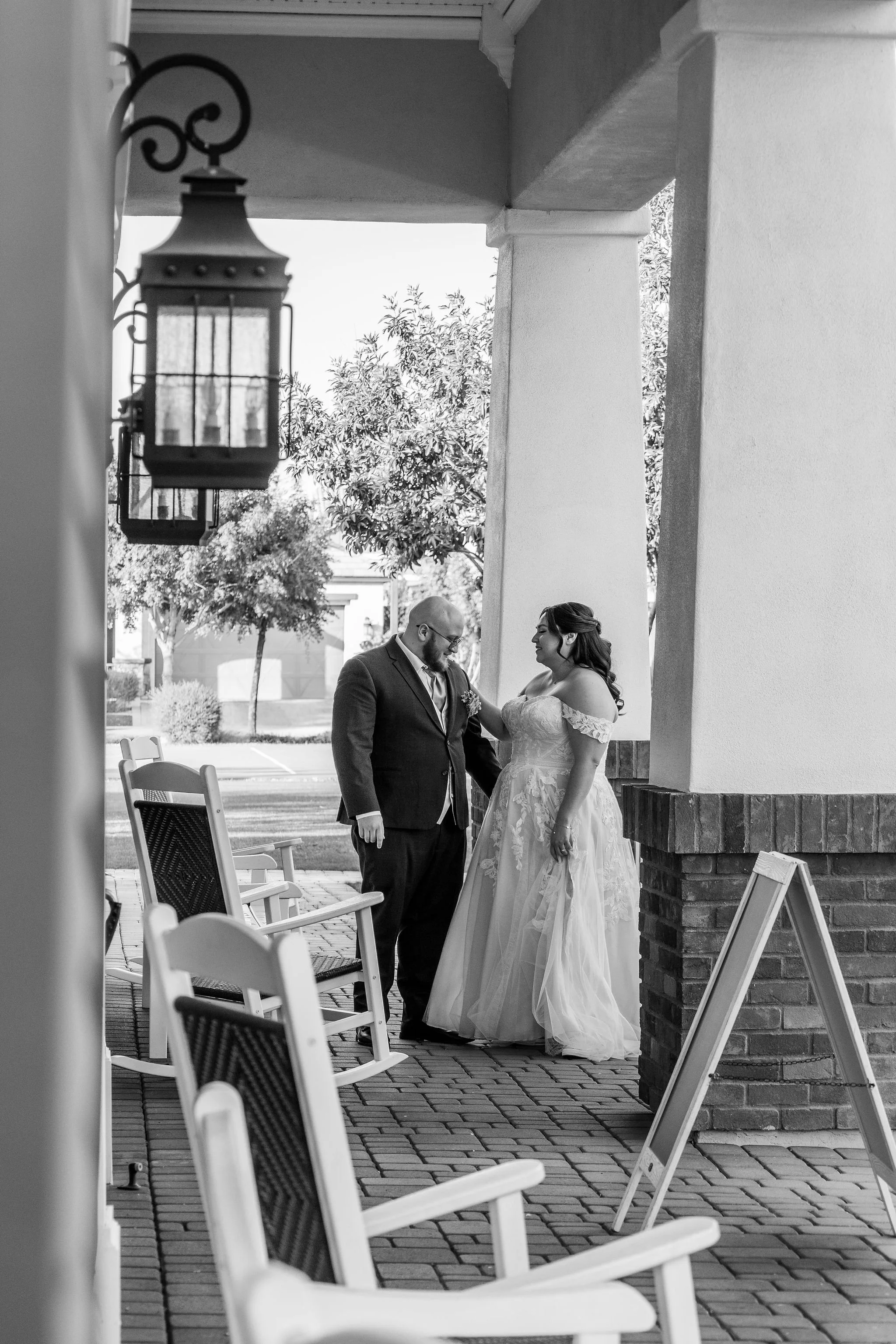 Bride and Groom having a private moment after the ceremony at the Mulberry Clubhouse in Mesa, Arizona