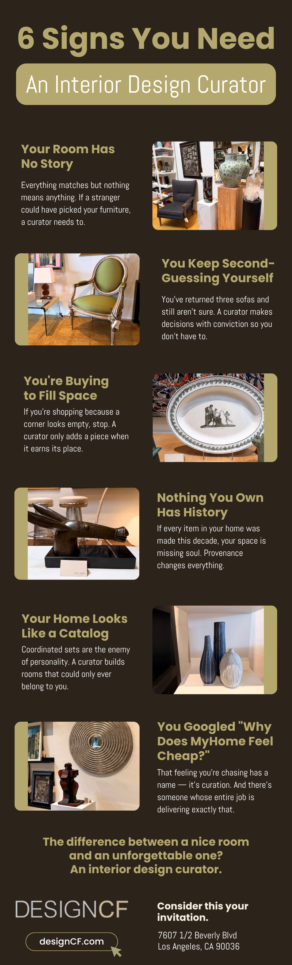 6 Signs You Need an Interior Design Curator Infographic
