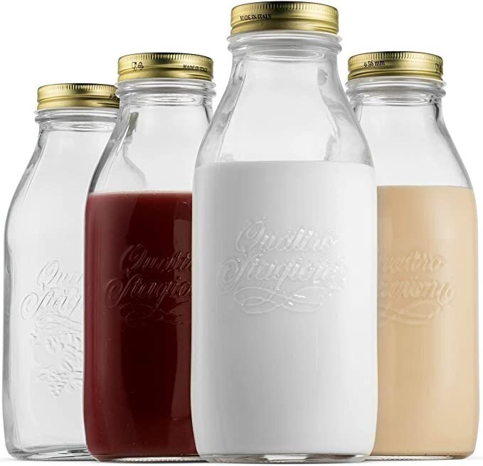 Quattro Stagioni Glass Milk Bottle