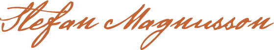 Stylized script of the name 'Stefan Magnusson' in brown color.
