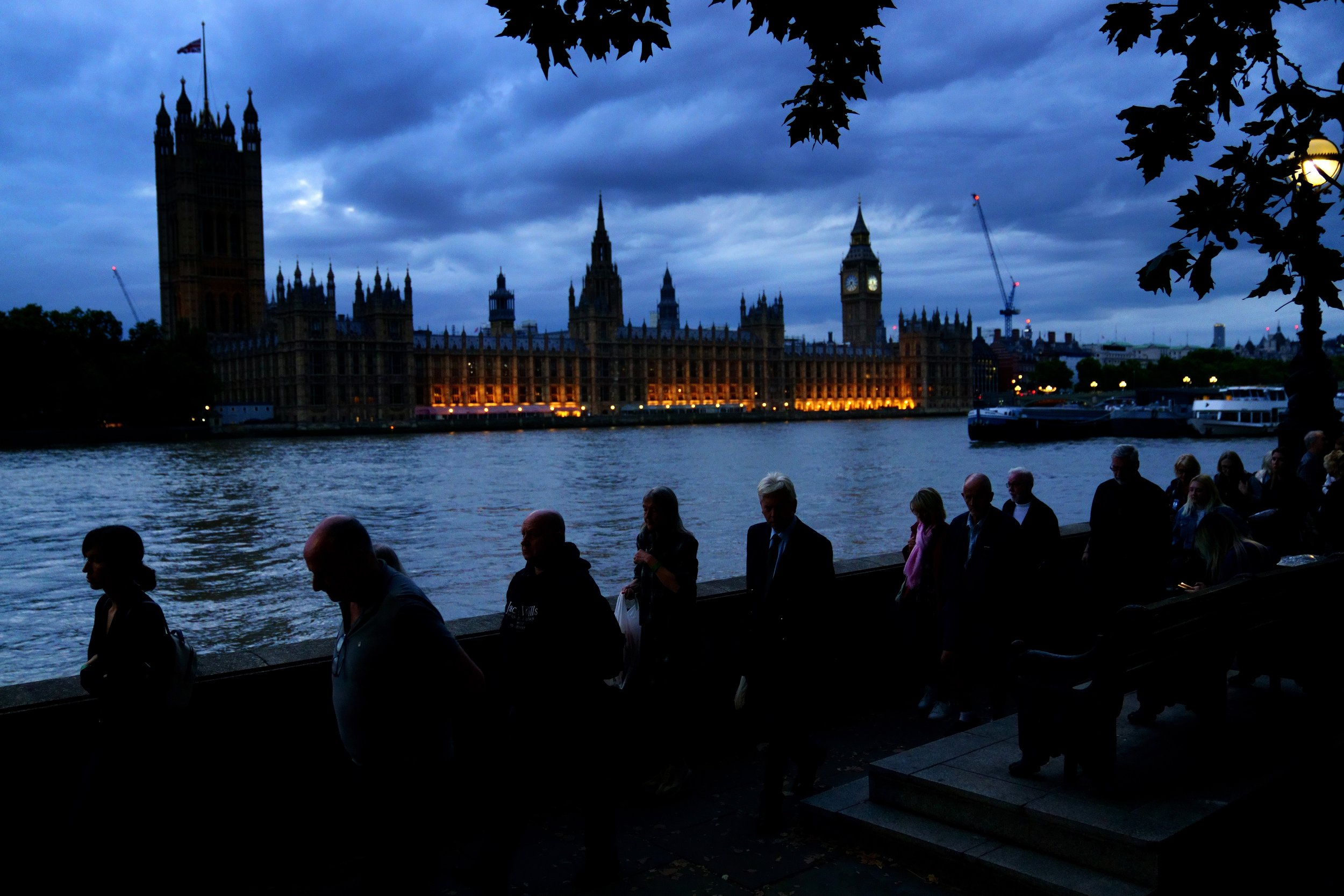Thursday September 15, 2022: Members of the public stand in the queue on the South Bank in London opposite the Palace of Westminster, as they wait to view Queen Elizabeth II lying in state ahead of her funeral on Monday.