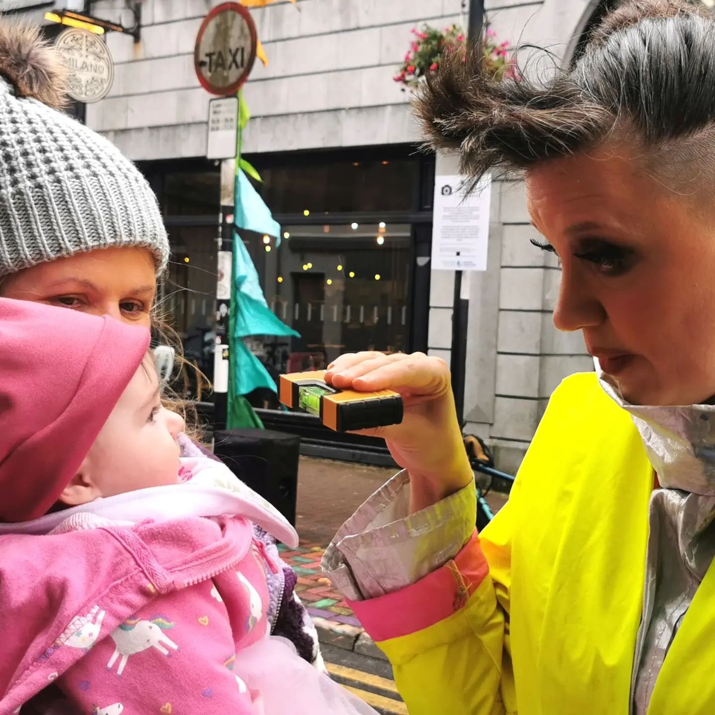 Liath 'scans' our youngest audience member, Bl&aacute;ith&iacute;n, a name very much connected to our shows intentions to celebrate growth, care, nature and above all nourish, present, and learn from children and young people's ideas, imagination and