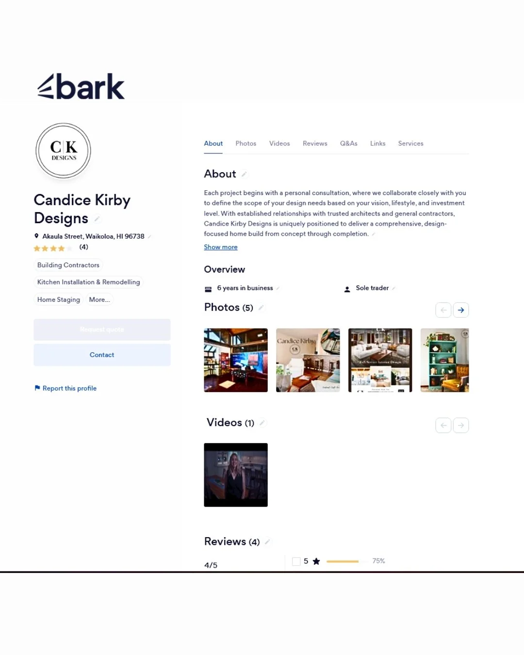 Candice Kirby Designs featured in Bark.com, specializes in creating breathtaking interiors that capture the essence of Hawaii’s unique beauty. Whether you are looking to refresh a vacation rental, renovate a second home, or design your primary island