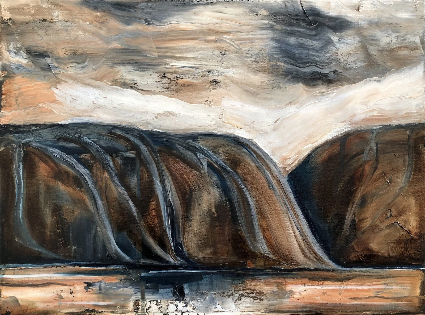 Brooding.  Oil and hard ground on canvas