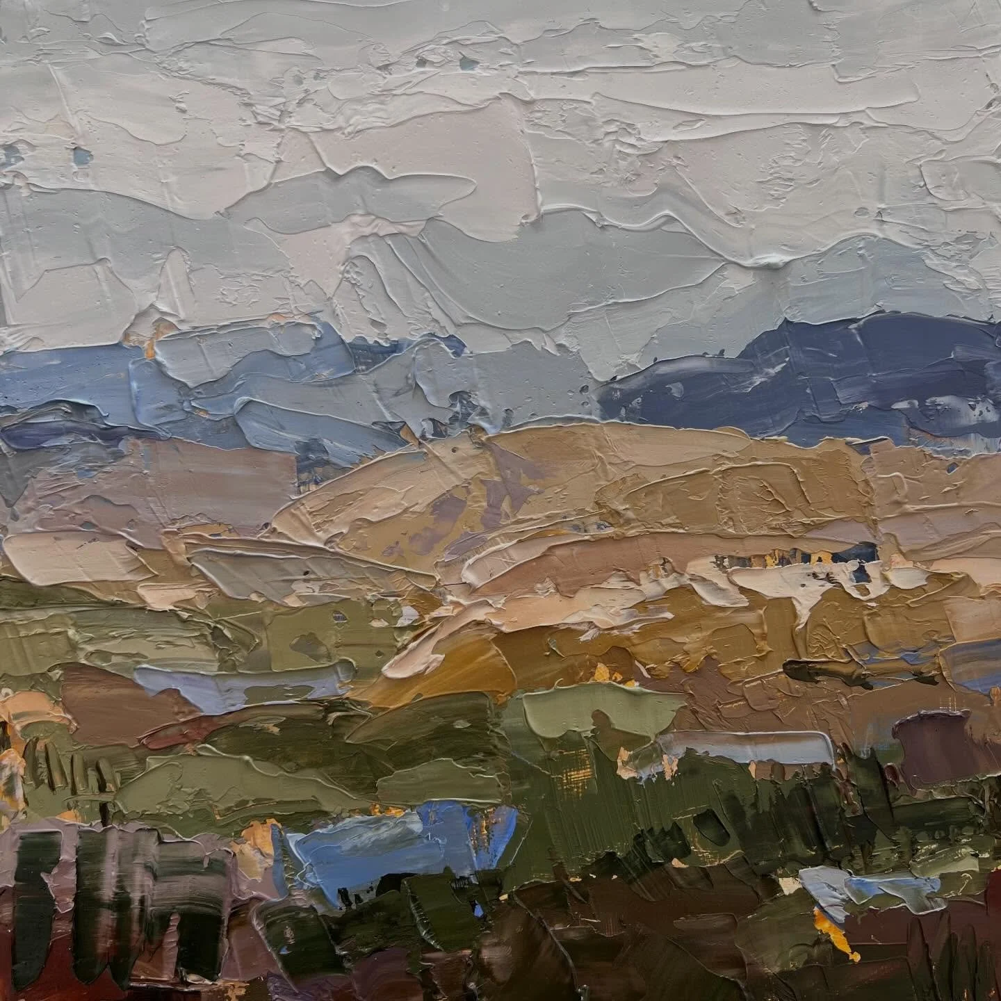 The palette knife- the lazy painter&rsquo;s best friend.
 25x25cm oil on board