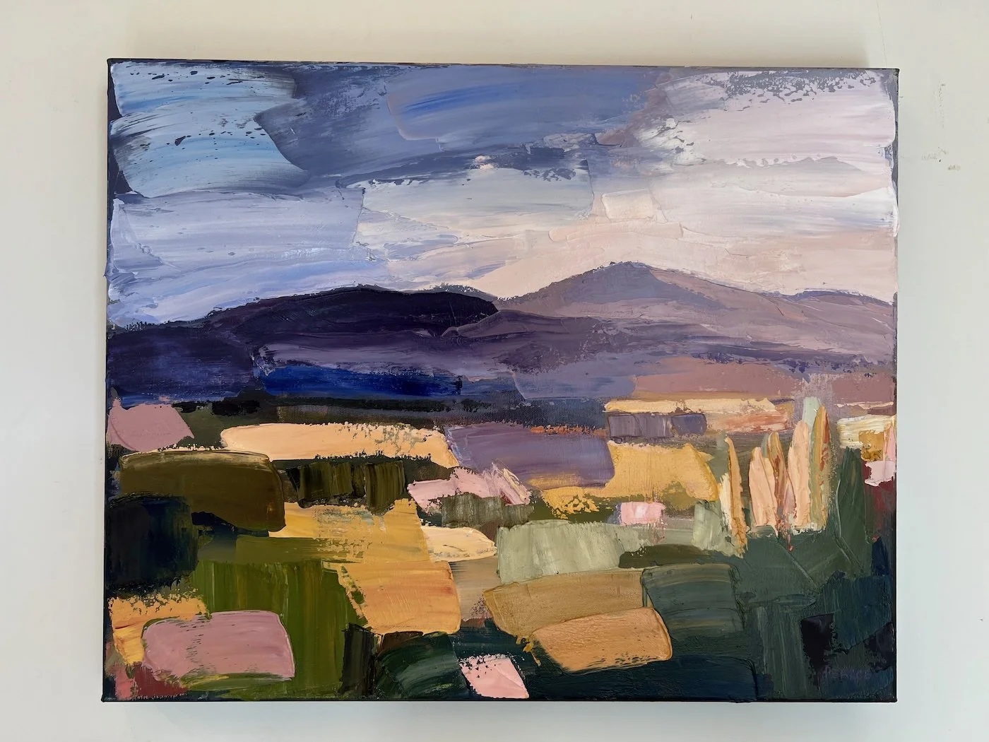 Abstract Landscape Violet Hills oil painting using palette knife marks 40x50cm.jpg
