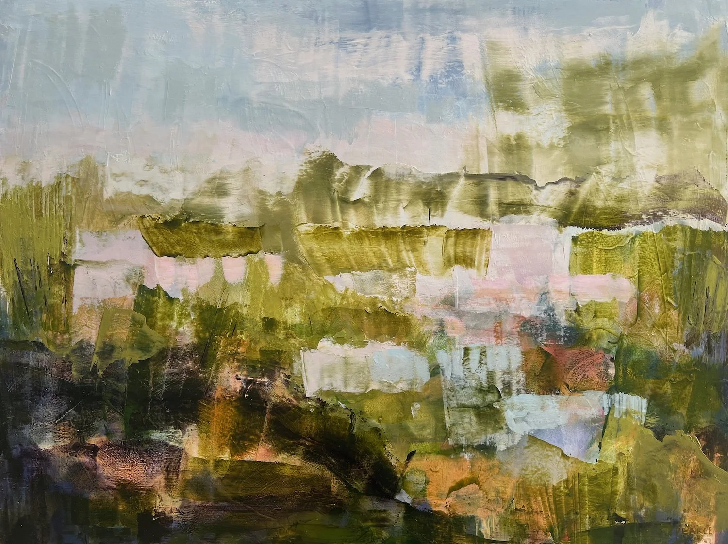 Liberation 610x460mm Oil wax and acrylic on panel 