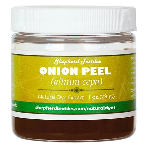 A plastic jar full of brown powder labeled "Onion Peel".