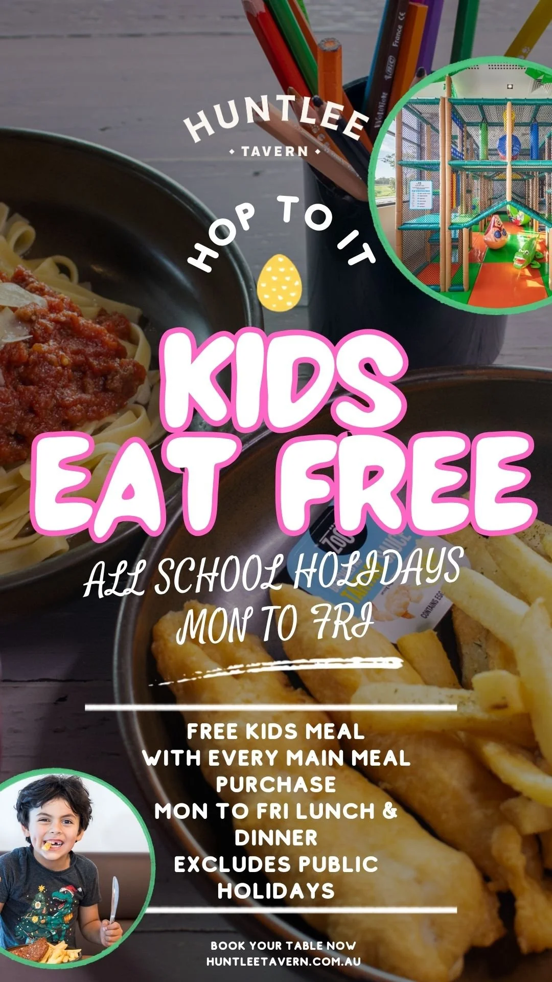 👨‍👩‍👧‍👦 Kids Eat Free at Huntlee Tavern 👨‍👩‍👧‍👦