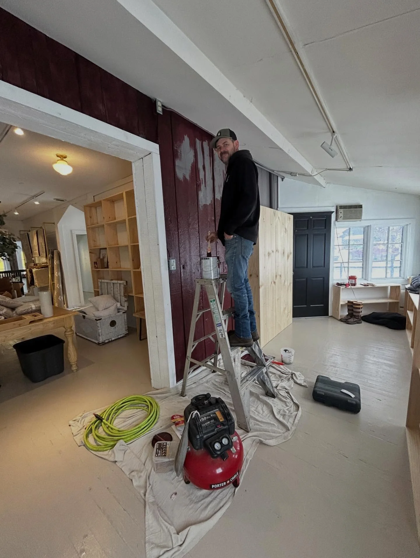 One more coat of paint and we&rsquo;ll be ready to start moving things into our new space at @maisonblancshops.

Shoutout to Lee for helping me paint, build all of the things, and for not batting an eye when I said &ldquo;hey I want to grow my busine