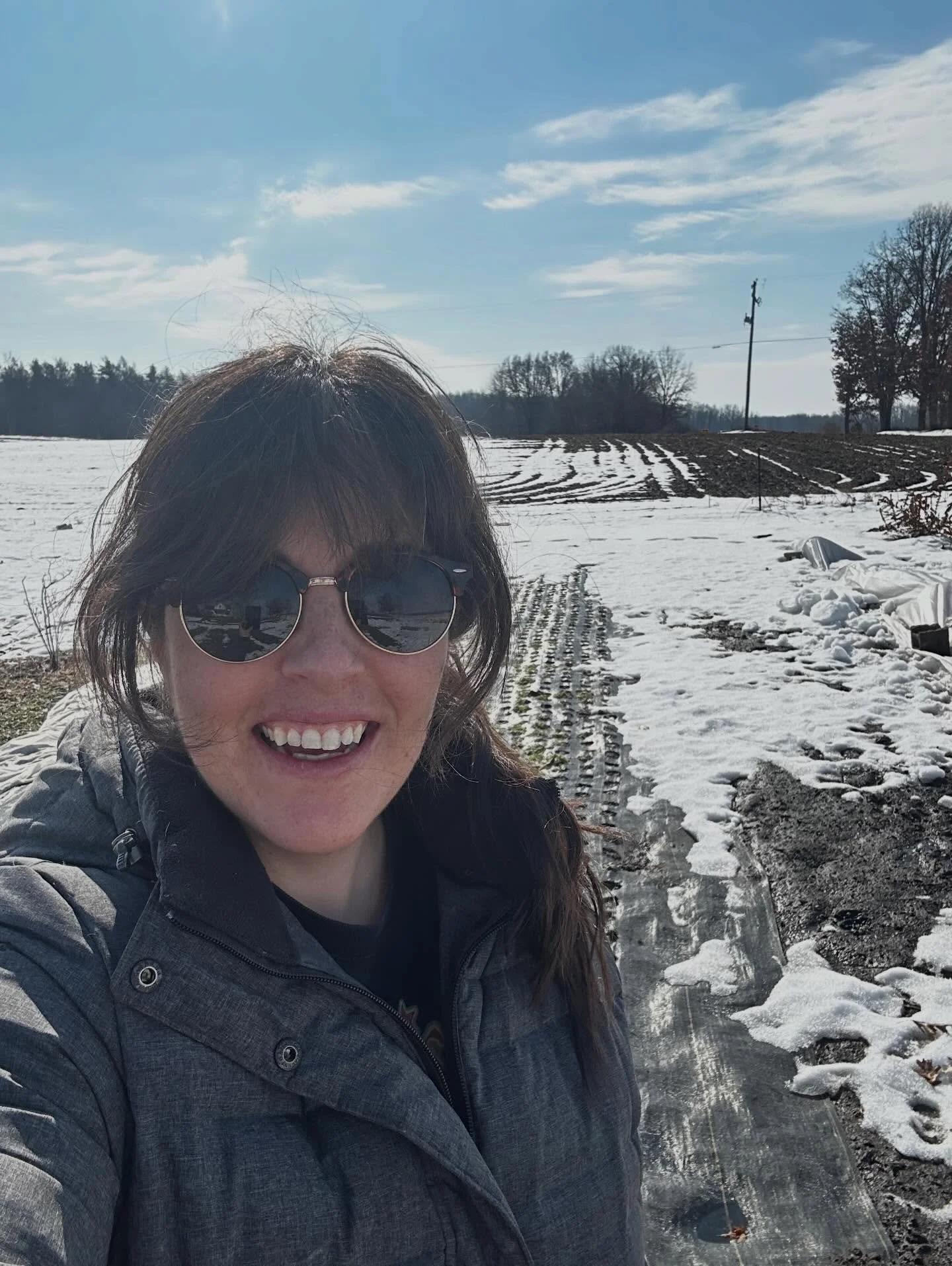 An update from our sweet, muddy little farm.

Fully enjoying a sunny, Spring(ish) day.

Larkspur survived a cold winter with a little bit of snow for insulation.

The Ranunculus are just starting to sprout. I planted them real quickly in November, co