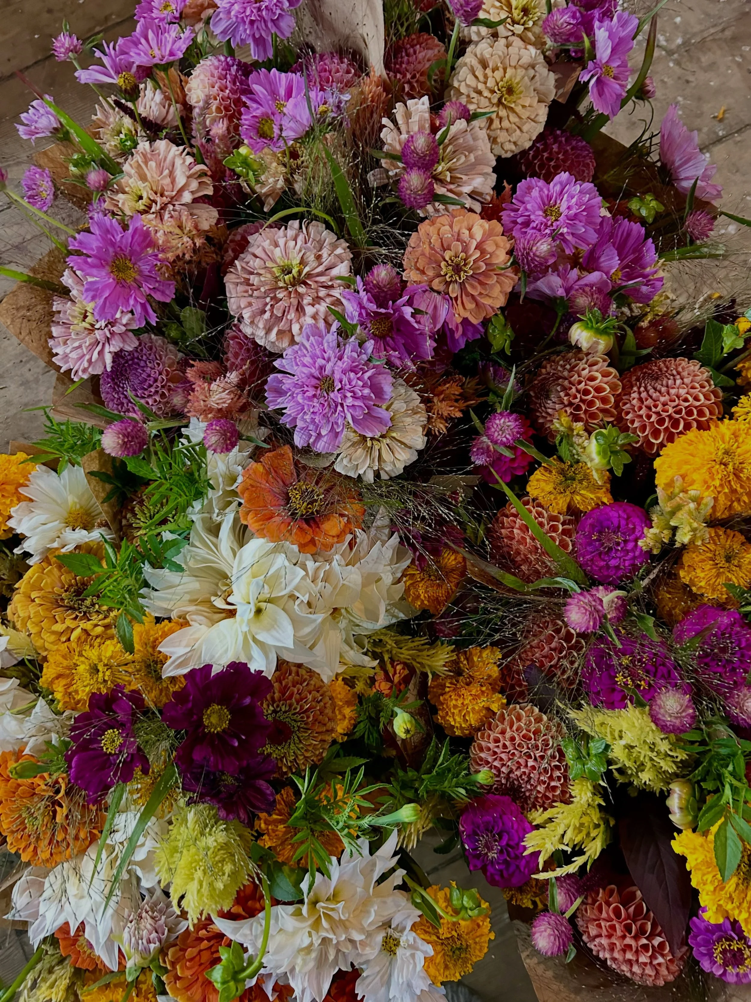 Can&rsquo;t complain too much about my job when a 5am wake up brings me out to the barn to create a little flower magic for you!

Three different color palettes to kick off the week. Little bit of Fall, little bit of pink, a whole lot of whimsical te