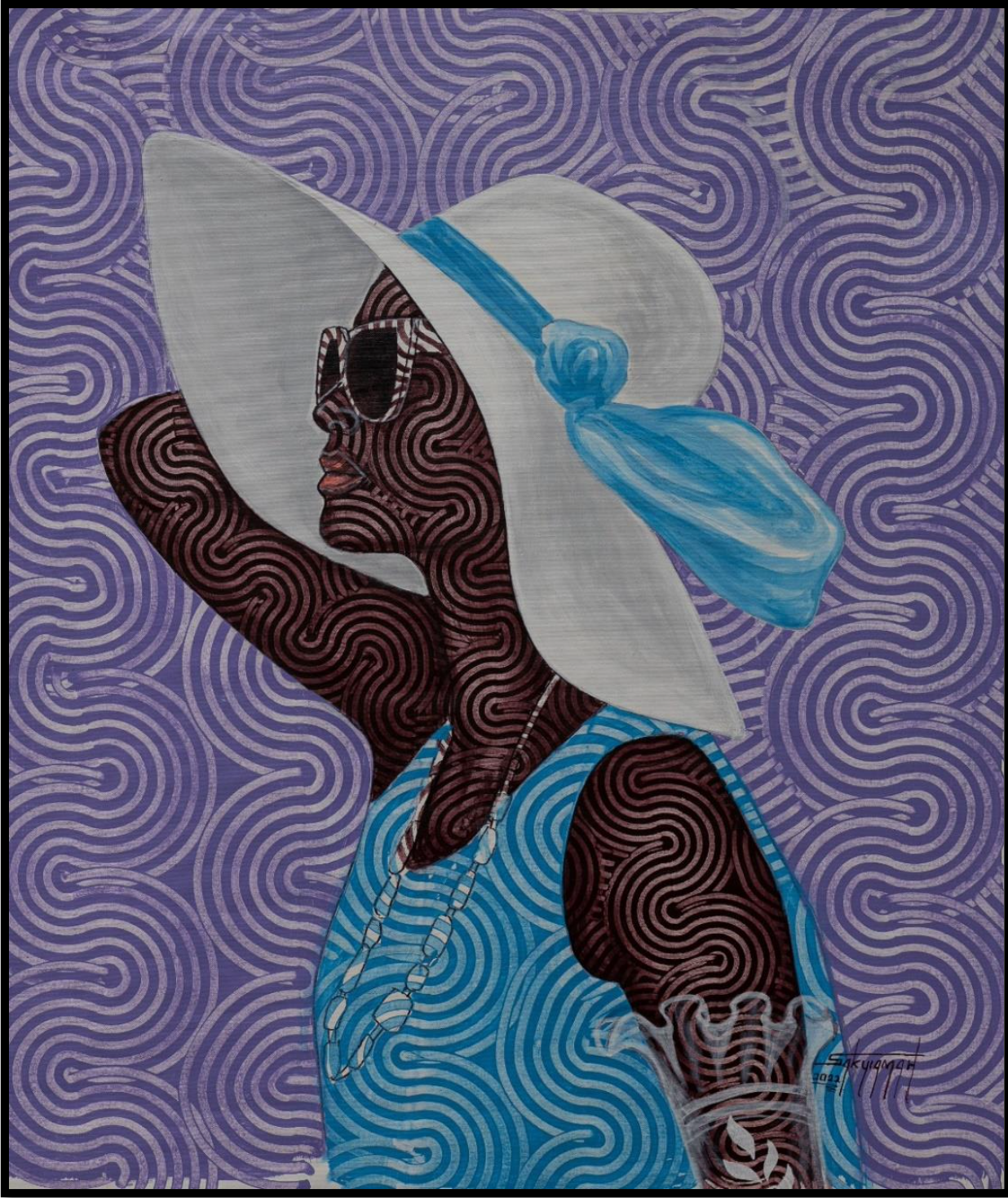 Foster Sakyiamah (Ghanaian, b. 1983)  - Blue Beatrice Sunday (2022) 