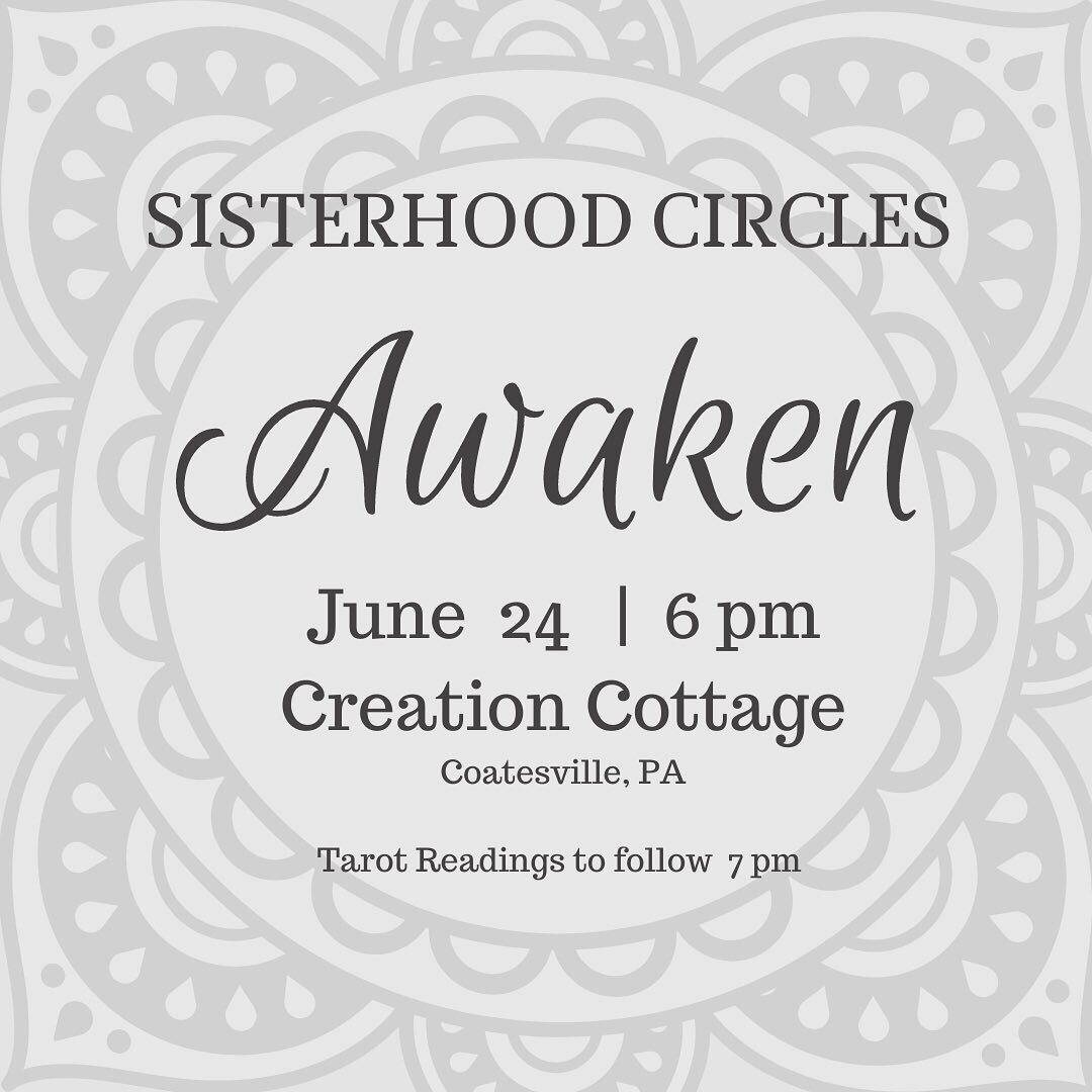Join us for the next sisterhood circle experience @creationcottage to connect and share in the theme &lsquo;Awakening&rsquo; 💙 
.
.
Registration not required, just show up, $25 cash or Venmo before or after to @mrsterry
.
.
.
 #sisterhood #circle #s