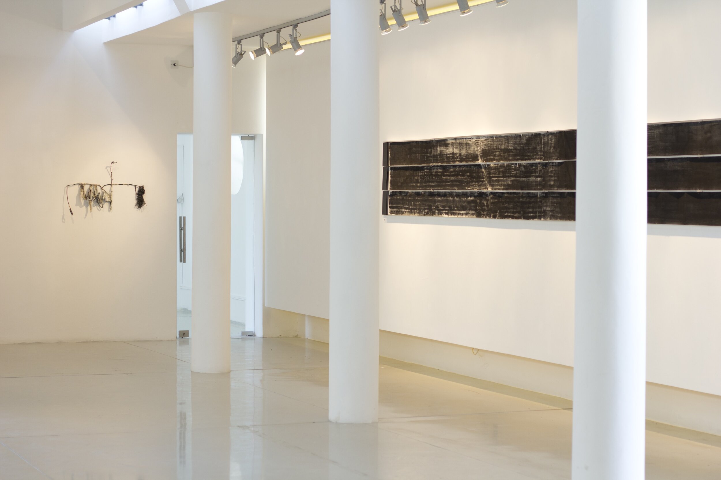  Installation photograph of the group exhibition  Travellers from Australia,  Pailia Ilektriki, Ktima Pafos, Cyprus, 2-15 October 2017. Works by artists  Penny Harris  (left) and  Lawrence Wallen  (right) visible in the gallery. Photo: Shelley Webste