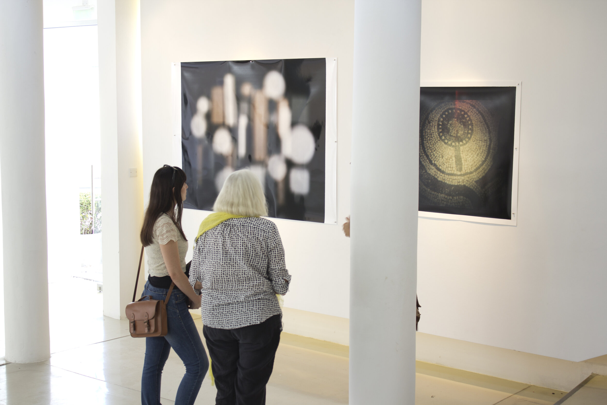  Installation photograph of the group exhibition  Travellers from Australia,  Pailia Ilektriki, Ktima Pafos, Cyprus, 2-15 October 2017. Works by artist  Jacky Redgate  visible in the gallery. Photo: Shelley Webster. 