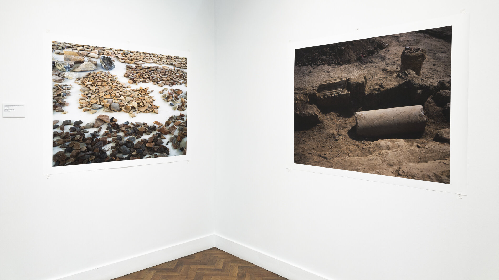  Installation photograph of works from the solo exhibition  Sighteeing,  by  Rowan Conroy , held at  Goulburn Regional Art Gallery , 2019. These two works were made by Conroy at the Paphos Theatre Archaeological Project in 2006. Photo: Courtesy Goulb
