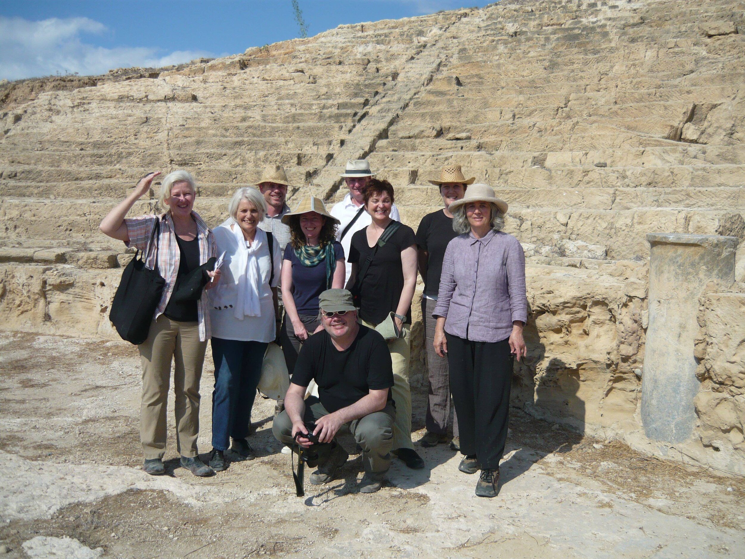  Australian contemporary artists in the Paphos Theatre, Cyprus, 2010. From left: Nikki Heywood, Professor  Diana Wood Conroy ,  Brogan Bunt , Deborah Pollard,  Dereck Krekler,   Jacky Redgate ,  Penny Harris , Jacqueline Gothe. Front:  Lawrence Walle