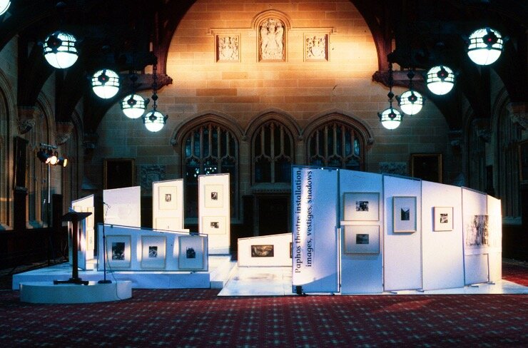  Installation view of the exhibition  Images, Vestiges, Shadows  at The MacLaurin Hall, The University of Sydney, 1996. The installation was designed by The exhibition was designed by John Sencszuk and Phillippa Webb. Photo: Courtesy of Diana Wood Co