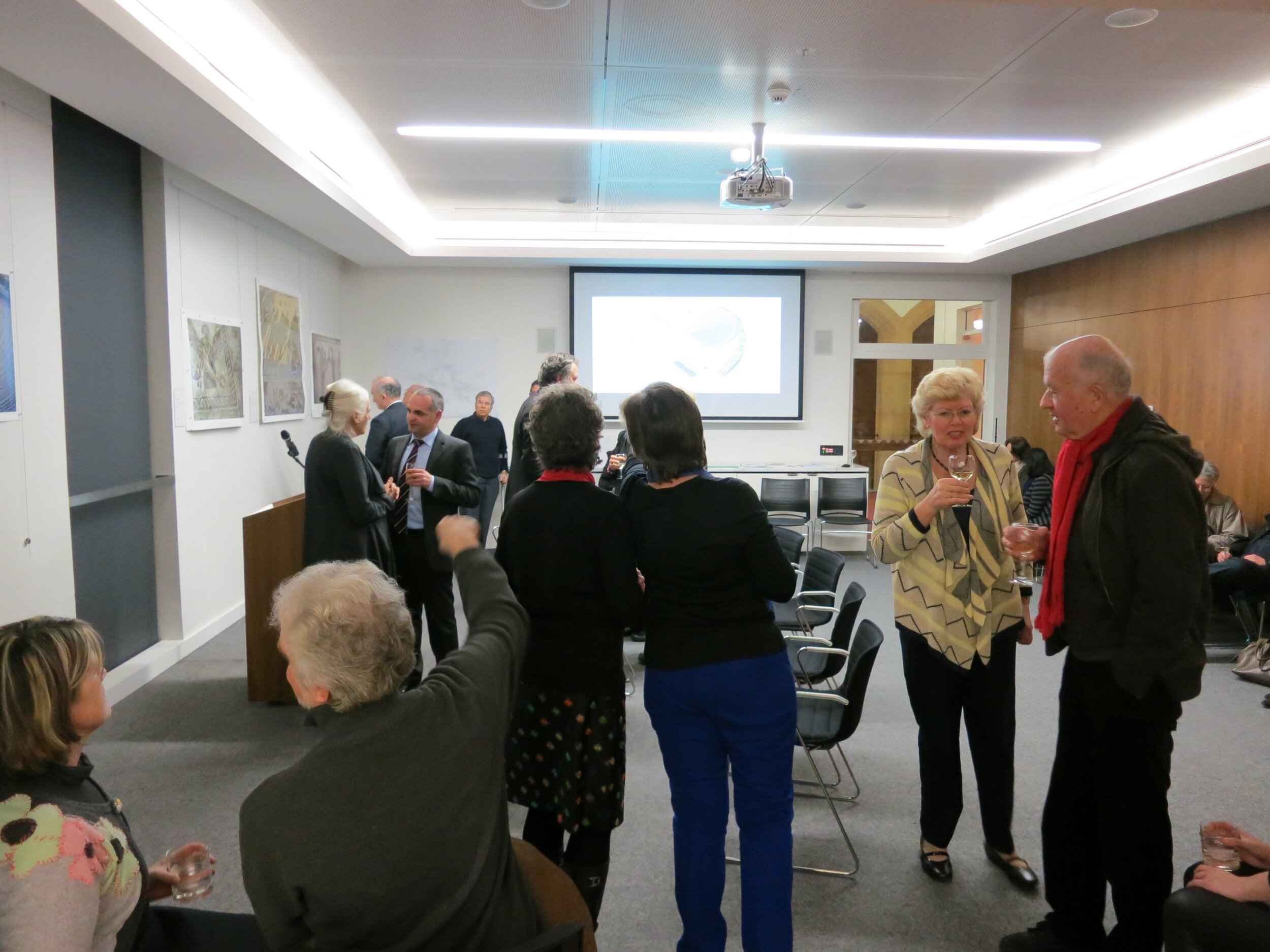  View of the opening of  Response to Cyprus,  10 July 2013, hosted by the Australian Archaeological Institute at Athens (AAIA) at the Centre of Classical and Near Eastern Studies of Australia (CCANESA). Photo: Courtesy of the AAIA. 