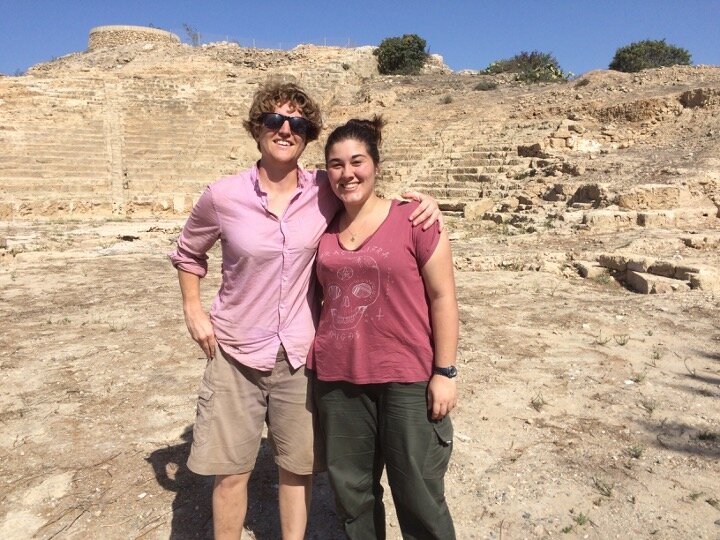  Visual artists  Hannah Gee  and Catherine Fenech in the Paphos Theatre in 2014. Photo: Courtesy of Diana Wood Conroy. 