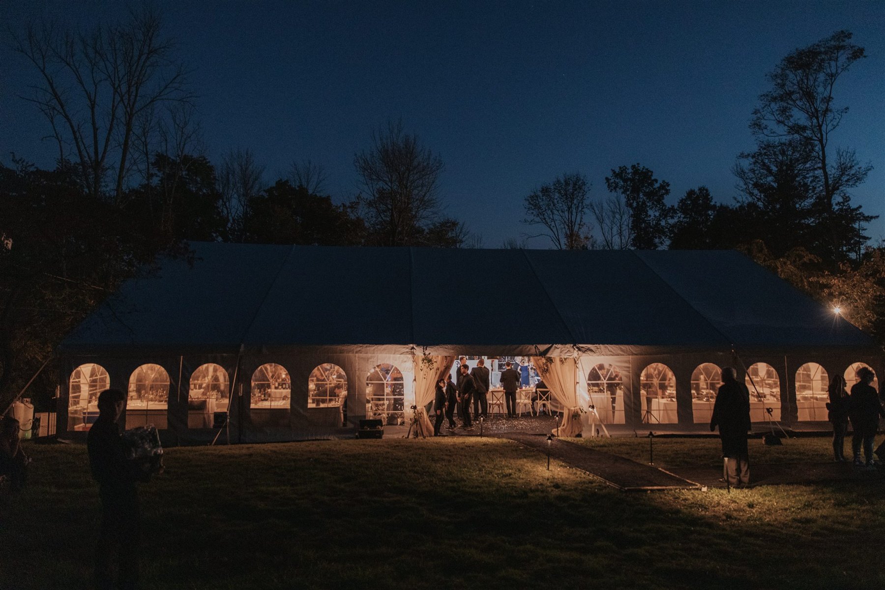Tented backyard wedding reception