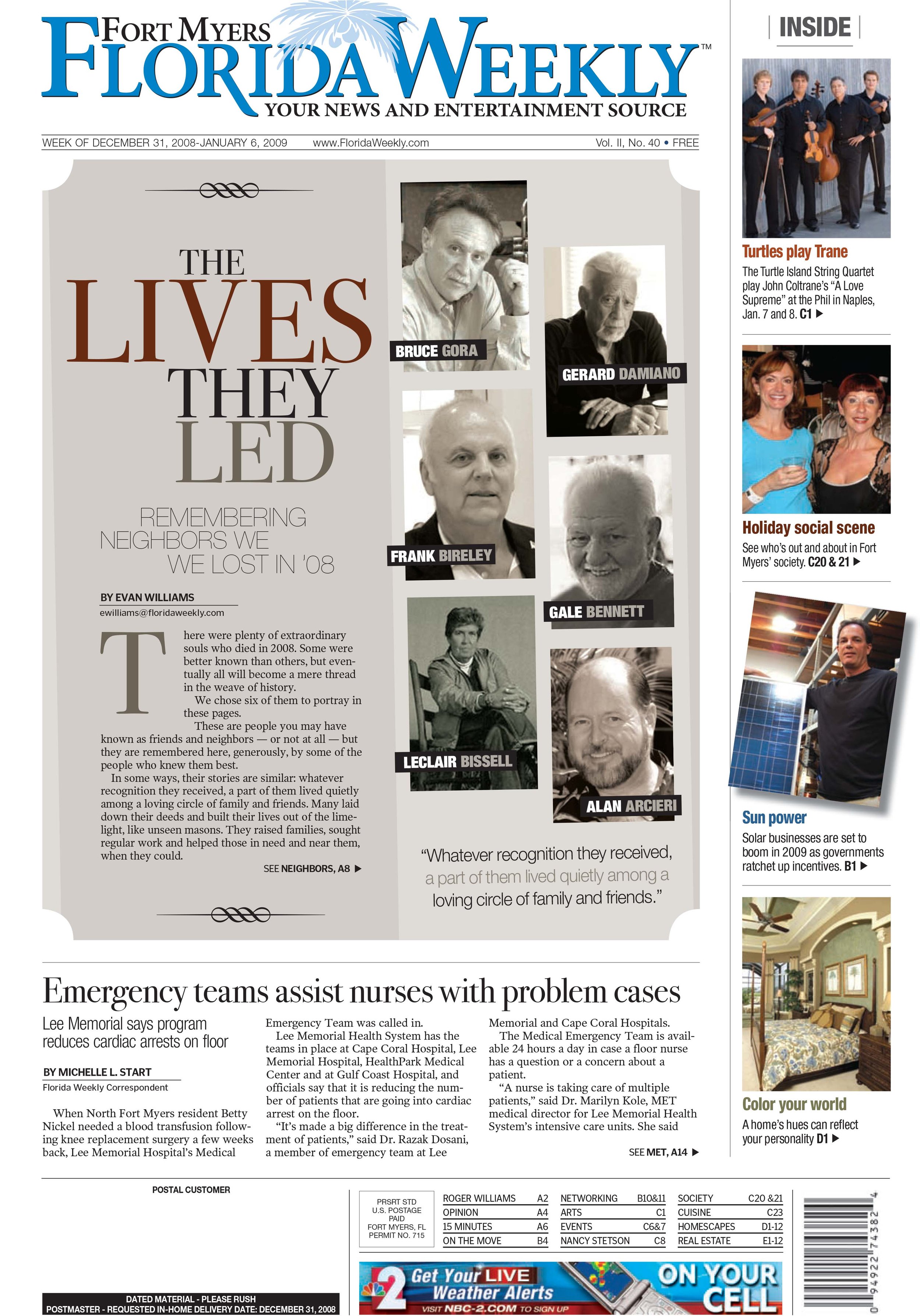 Lives Led, 2008 (FPA Second Place, Obituaries)