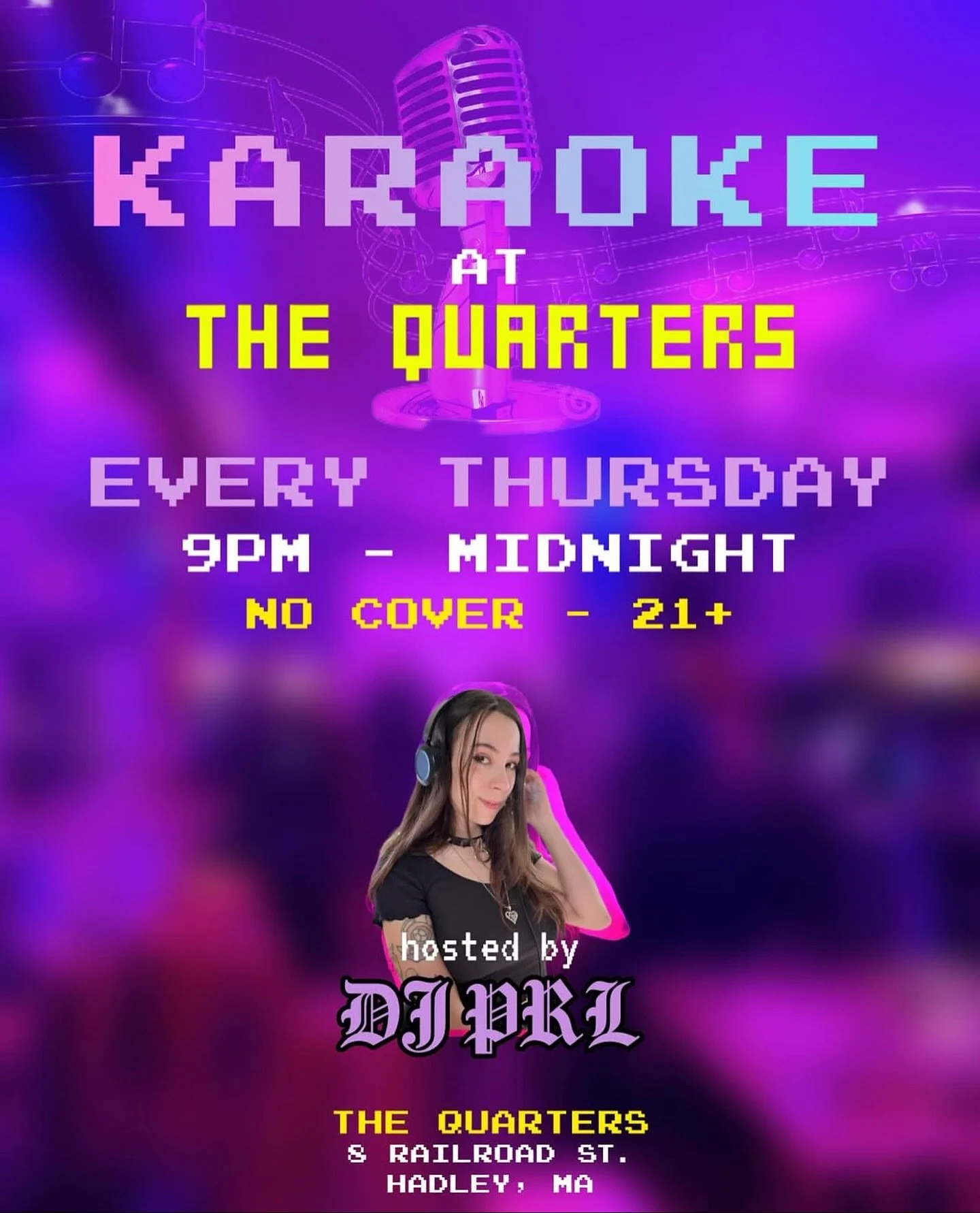 Tonight, and every Thursday from 9-midnight, karaoke at The Quarters hosted by the one and only @prl.gram 🎤

$5 gets you unlimited gaming all night so sing till heart is content and then play some NBA Jam and Frogger to come back down to earth. 🕹️
