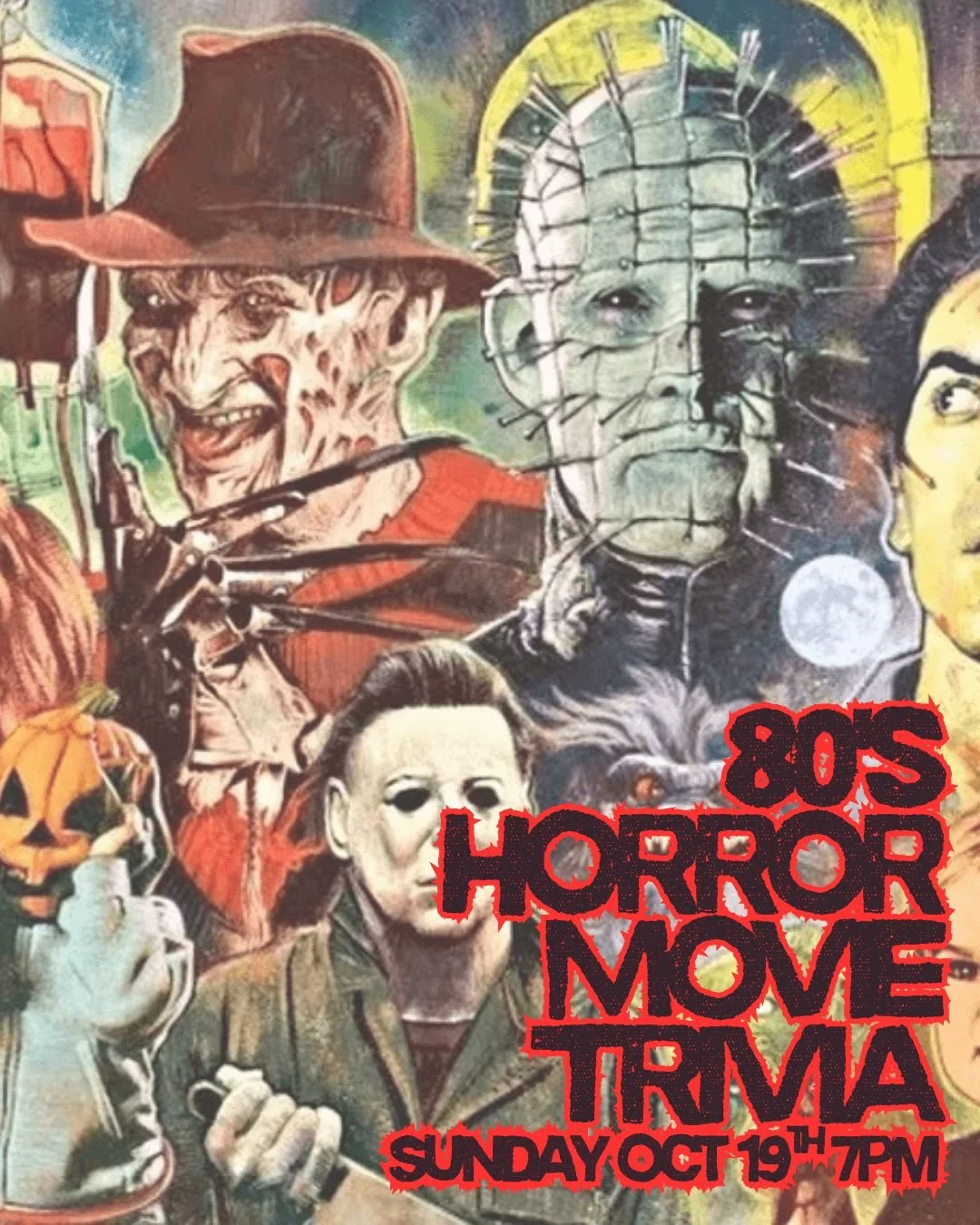 It's Halloween season so time to test your knowledge of one of the greatest era of horror at the Quarters! This Sunday October 19th at 7pm gather a few of your friends and take a road trip to your favorite under-used cabin in the woods.

Think you kn