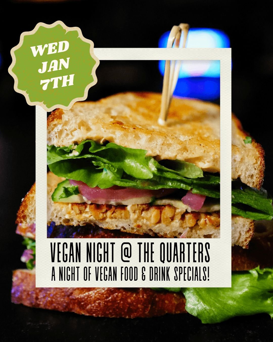 On Wed Jan 7th we'll be putting together some vegan food and drink specials (to compliment the many vegan-friendly options on our daily menu)!

Come enjoy some special snacks for a limited time and get in some Donkey Kong and Burgertime while you're 